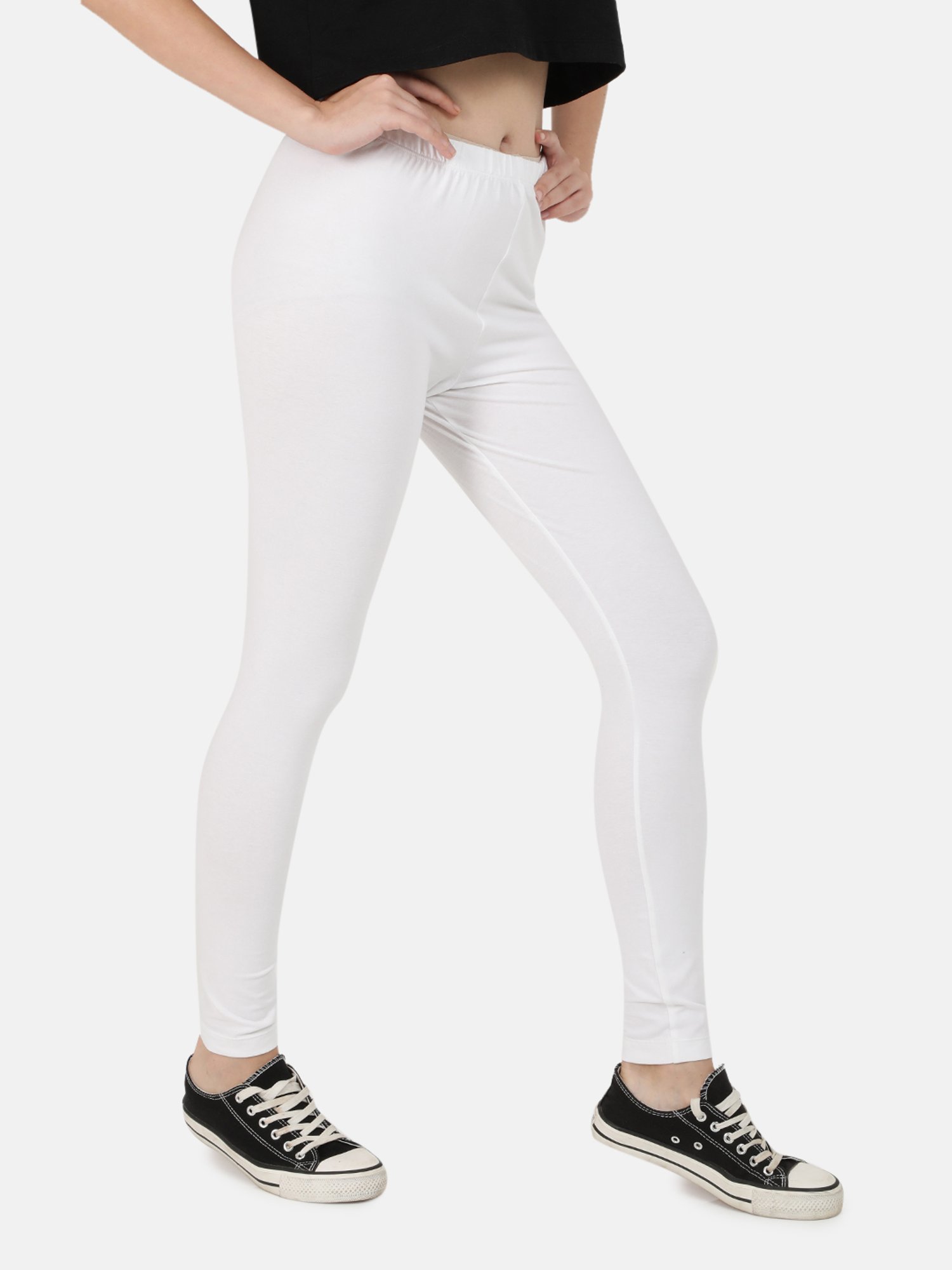 Bene Kleed White Cotton Slim Fit Leggings