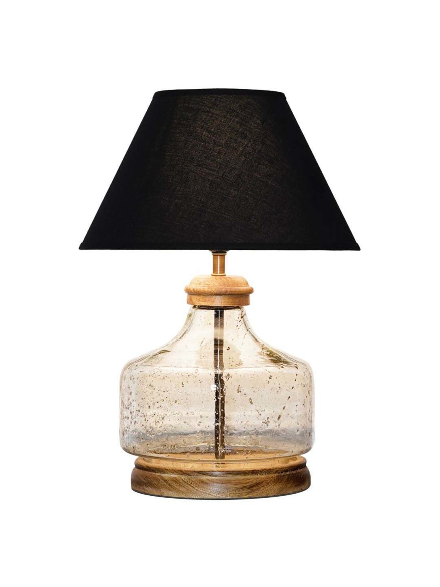 Kapoor Lamp Shades Clear & Brown Glass Tuscan Table Lamp With Cotton Shade