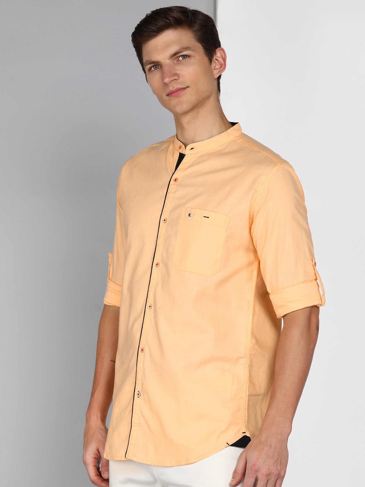Kuons Avenue Peach Slim Fit Shirt