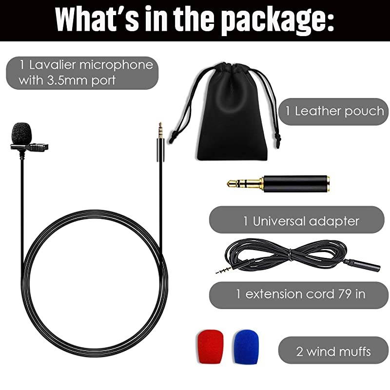 Lapel Microphone Kit for PCLaptopCameraPhone 35mm Mini Lavalier Clip On Mic for PodcastStreamingVlogVideo RecordingGamingValentine Gifts for Him