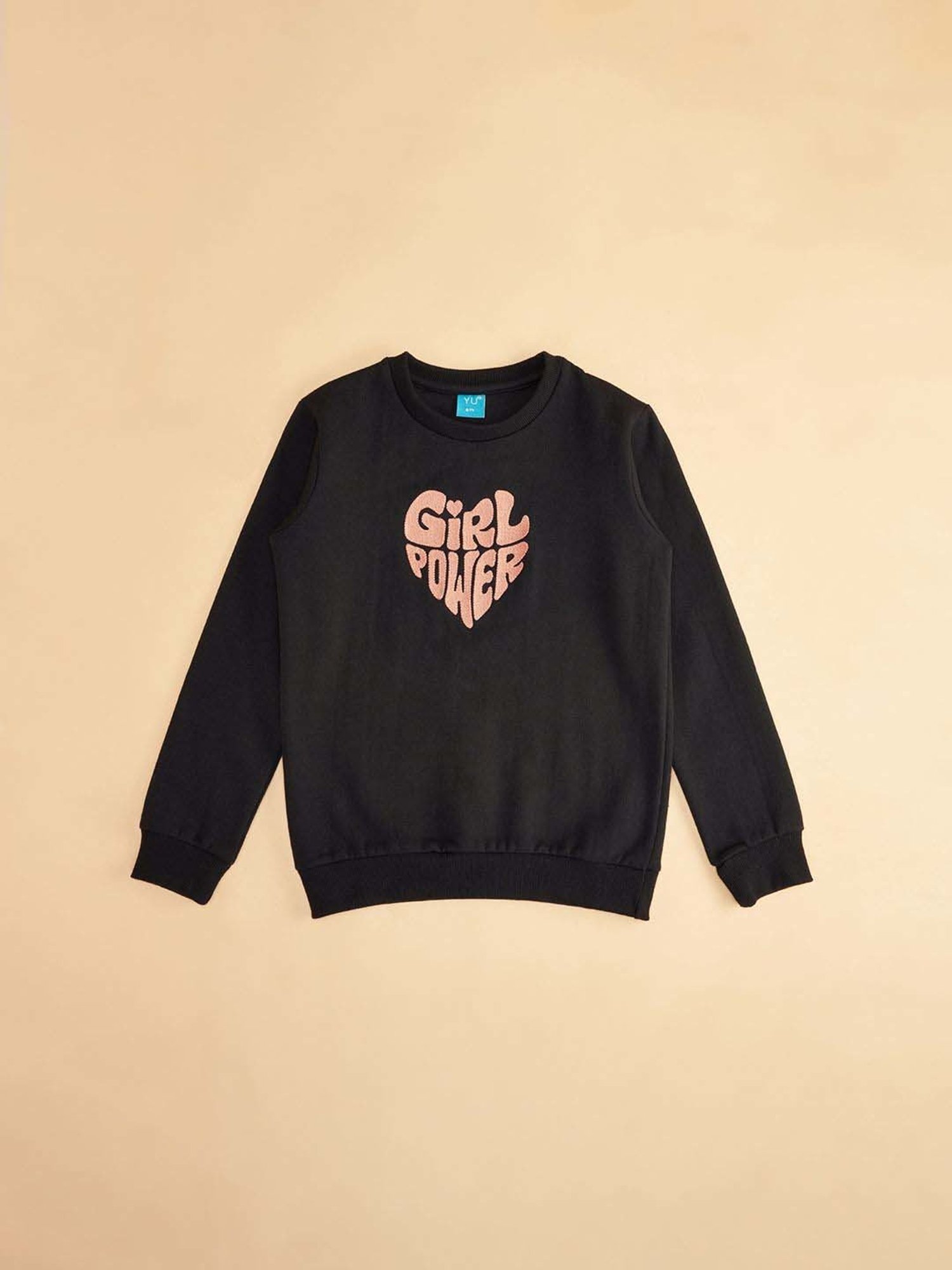 YU by Pantaloons Kids Black Printed Full Sleeves Sweatshirt