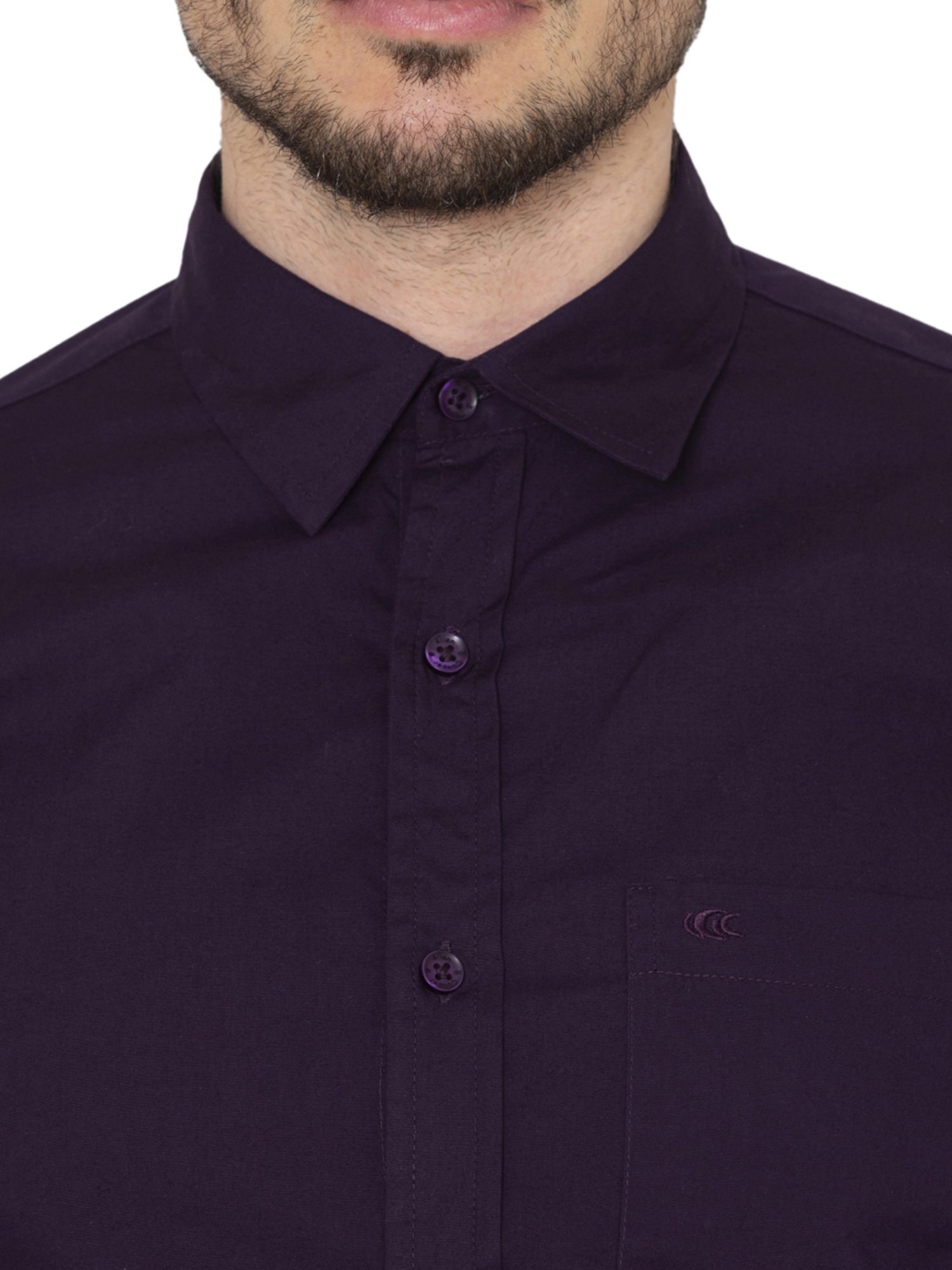 Allen Cooper Purple Cotton Regular Fit Shirts
