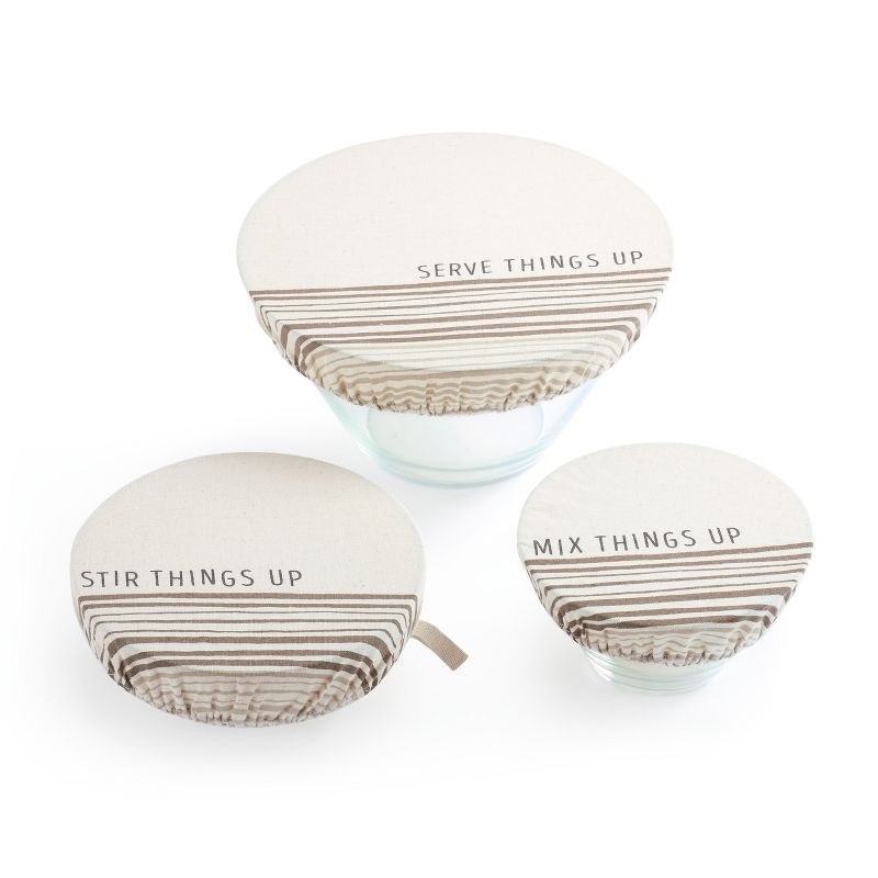 DEMDACO Stir Things Up Dish Covers Set of 3 11 x 11 - White
