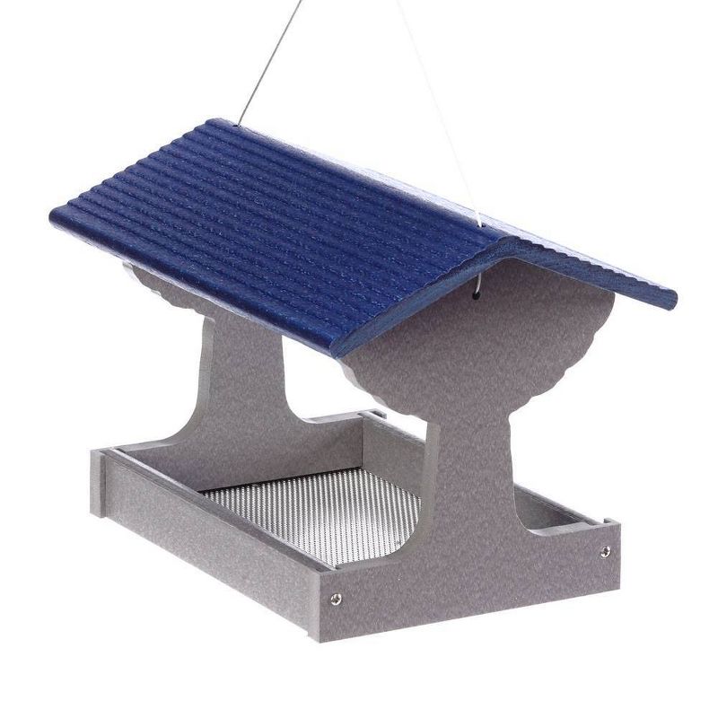 Birds Choice Fly-Thru Feeder Gray with Blue Roof