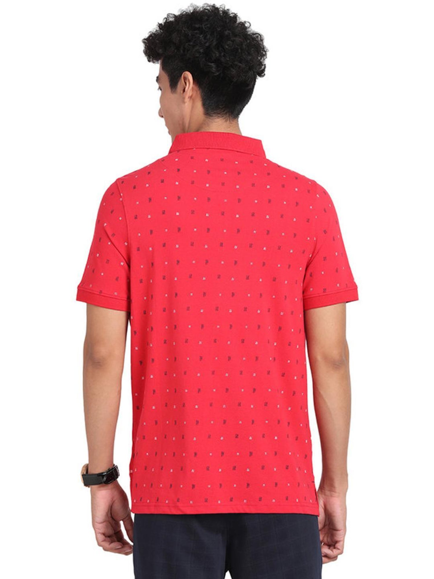 Turtle Red Cotton Slim Fit Printed Polo T-Shirts