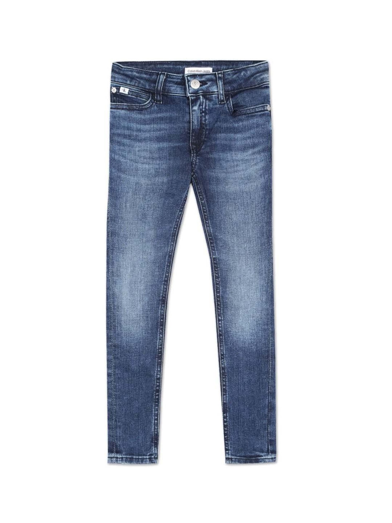 Calvin Klein Jeans Girls Blue Cotton Washed Jeans