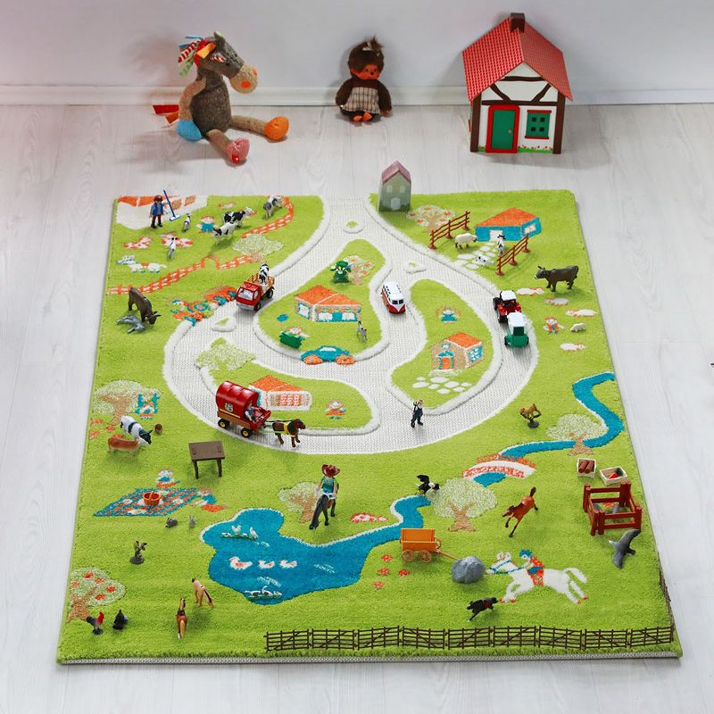 IVI 3D Play Carpets 101MD011YE10152 59 x 39-inch Farm Rug and Educational Toddler Mat for Bedroom, Kids Den, or Playroom, Medium