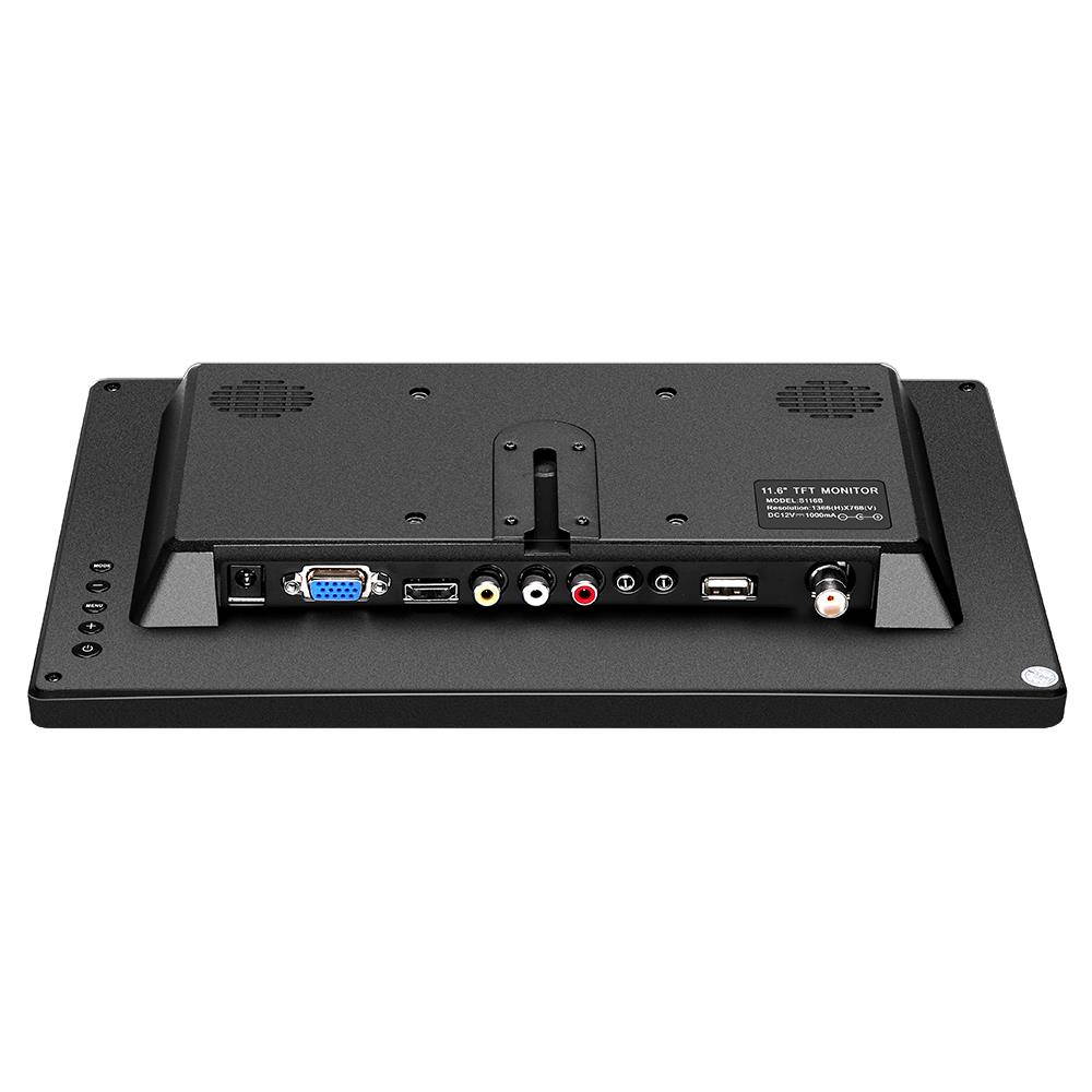 Eyoyo Monitor 12 Inch, IPS Screen 1366x768 HD Display Small CCTV Monitor with USB HDMI VGA AV BNC Audio Input for Security Camera System Computer Raspberry Pi, Built-in Dual Speakers, Remote Control