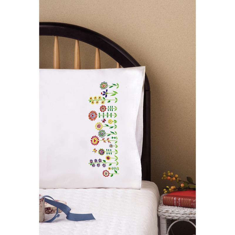 Tobin Stamped For Embroidery Pillowcase Pair 20"X30"-Whimsy Floral