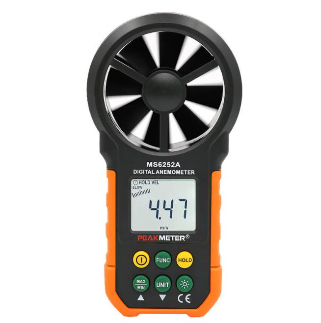 Peakmeter High Precision Anemometer Wind Speed Air Volume Wind Temperature Measuring Instrument Digital Anemometer Pm6252b [Wind Speed, Air Volume, Wind Temperature, Humidity, With USB Interface]