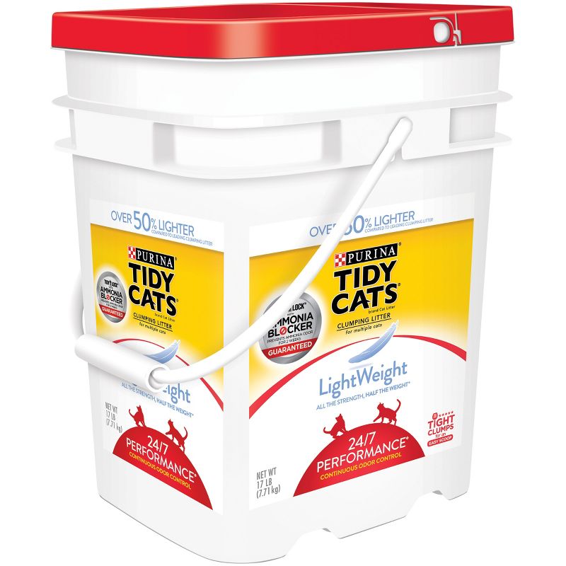 Purina Tidy Cats Light Weight Dust Free Clumping Cat Litter  LightWeight 24/7 Performance Multi Cat Litter - 17lb Pail