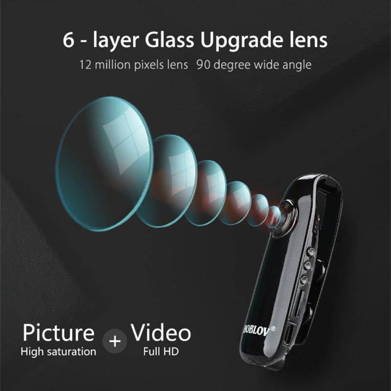 BOBLOV Mini Body Camera HD 1080P Body Cams , Audio Small Cameras with Back Clip