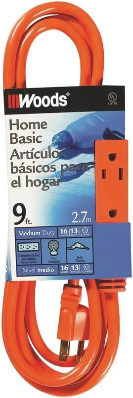 Coleman Cable Inc. 2864 16/3X9-Foot Orange Aplnce Extension Cord Indoor - 3-Outl