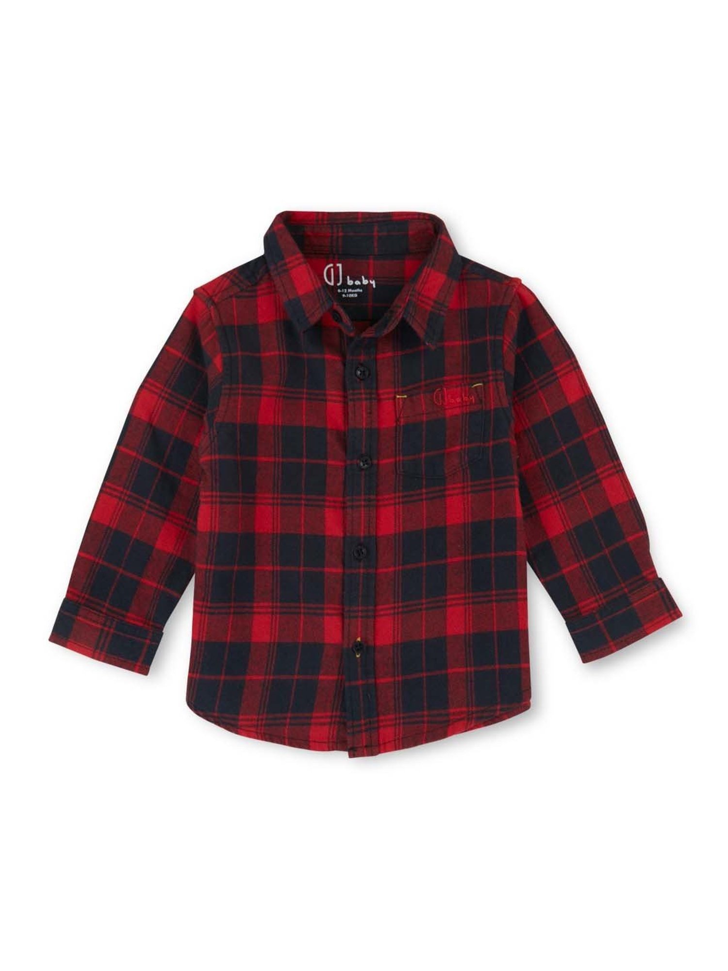 GJ baby Kids Red & Navy Cotton Chequered Full Sleeves Shirt