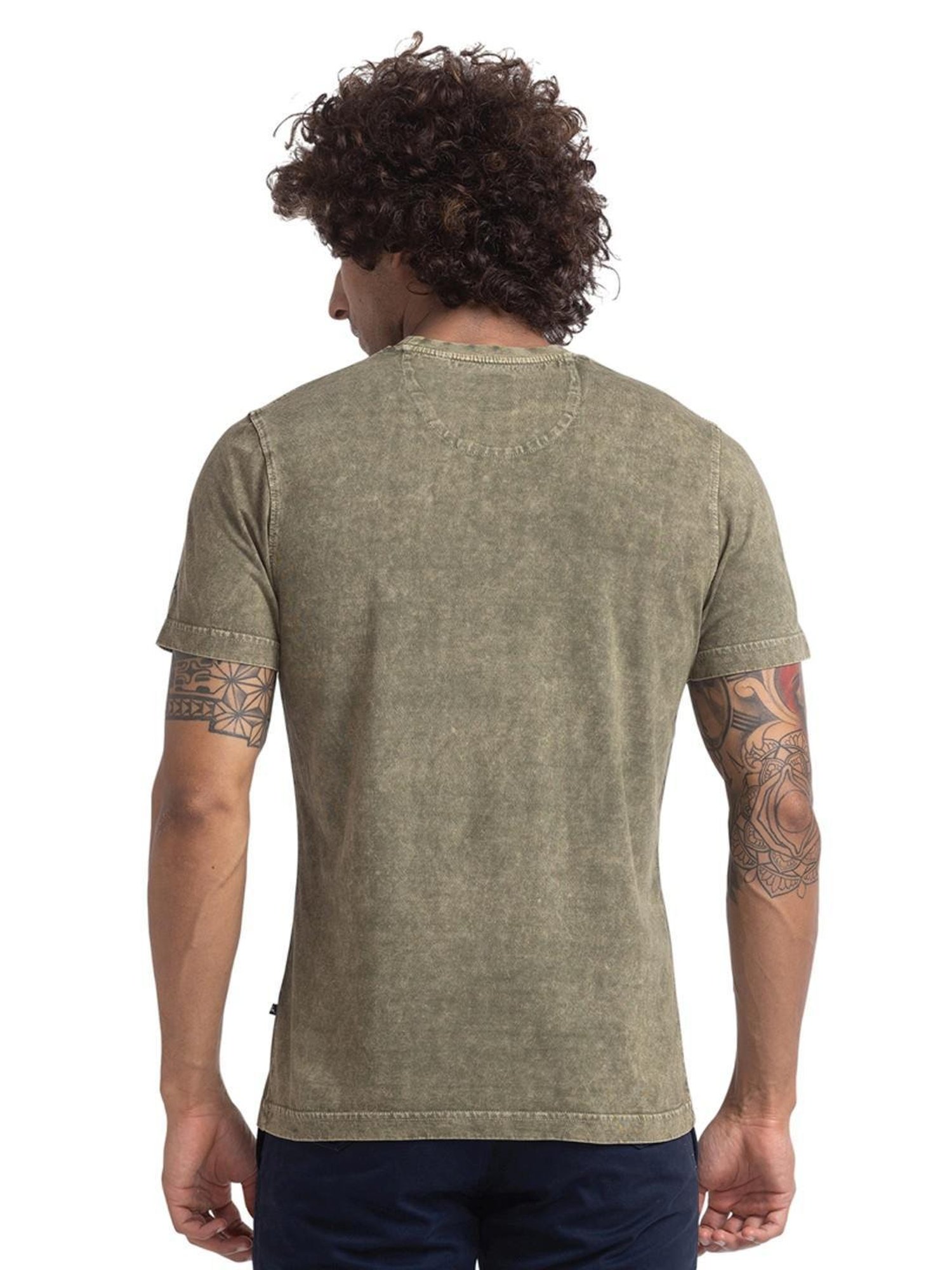 Parx Green Cotton Regular Fit Printed T-Shirt