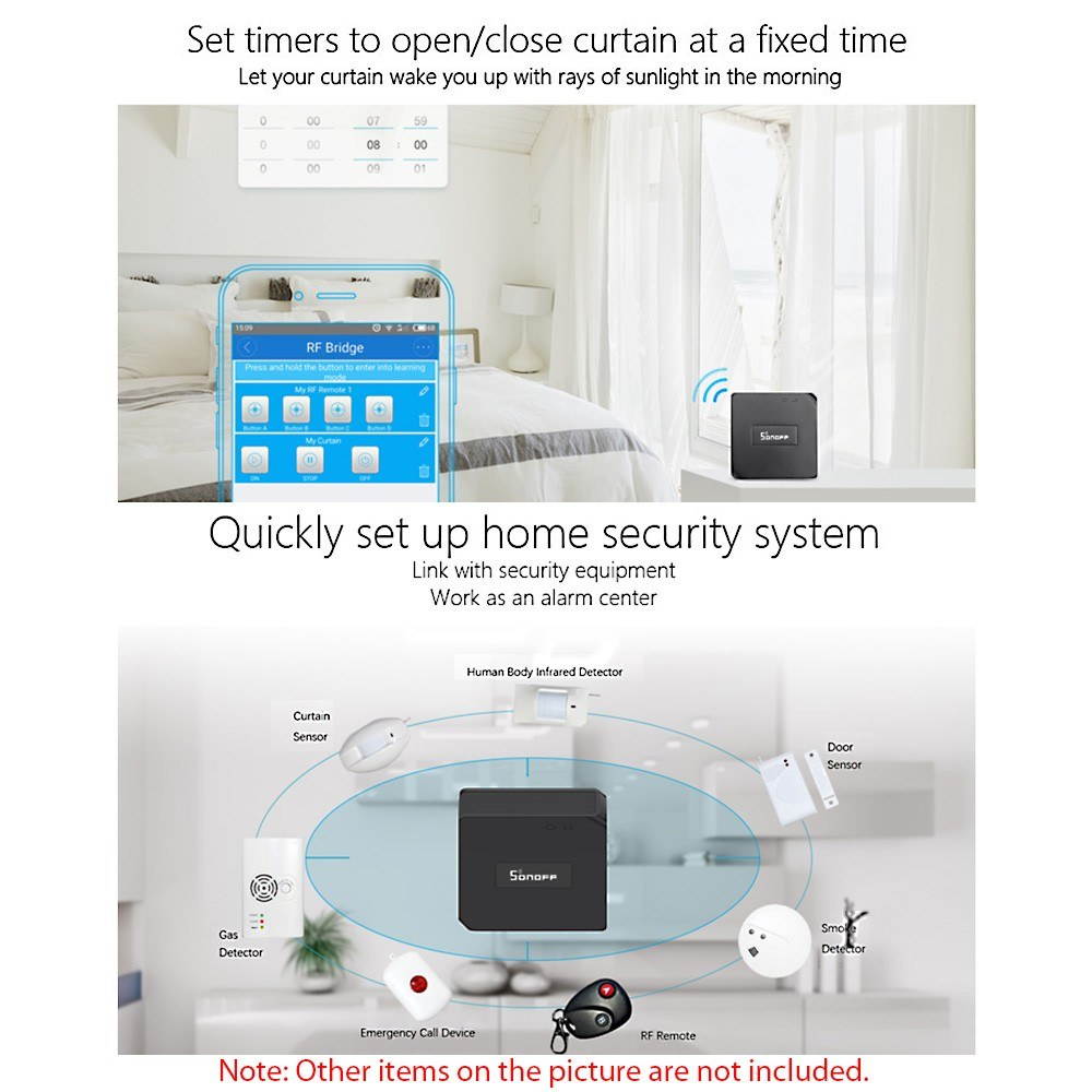 Sonoff RF Bridge 433MHZ Wifi Wireless Intelligent Wi-Fi Remote RF Controller Automation Module Switch For Smart Home Security Alexa Google Home