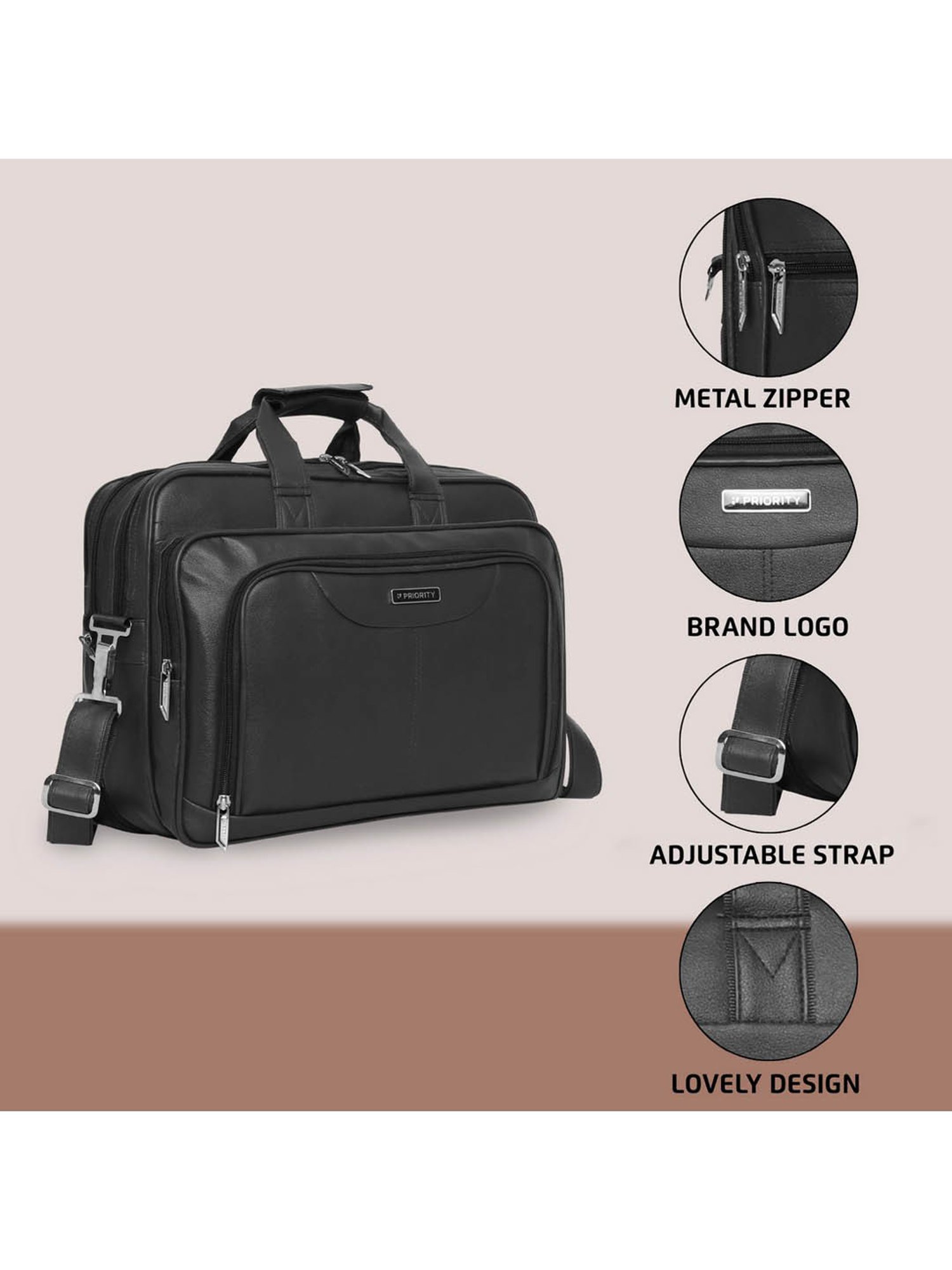 Priority Black Synthetic Large Messenger Bag