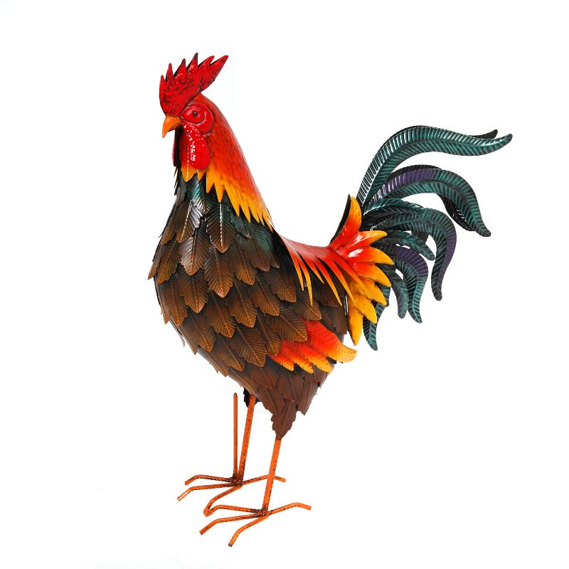 GIL 19.5"H Metal Garden Rooster Statue