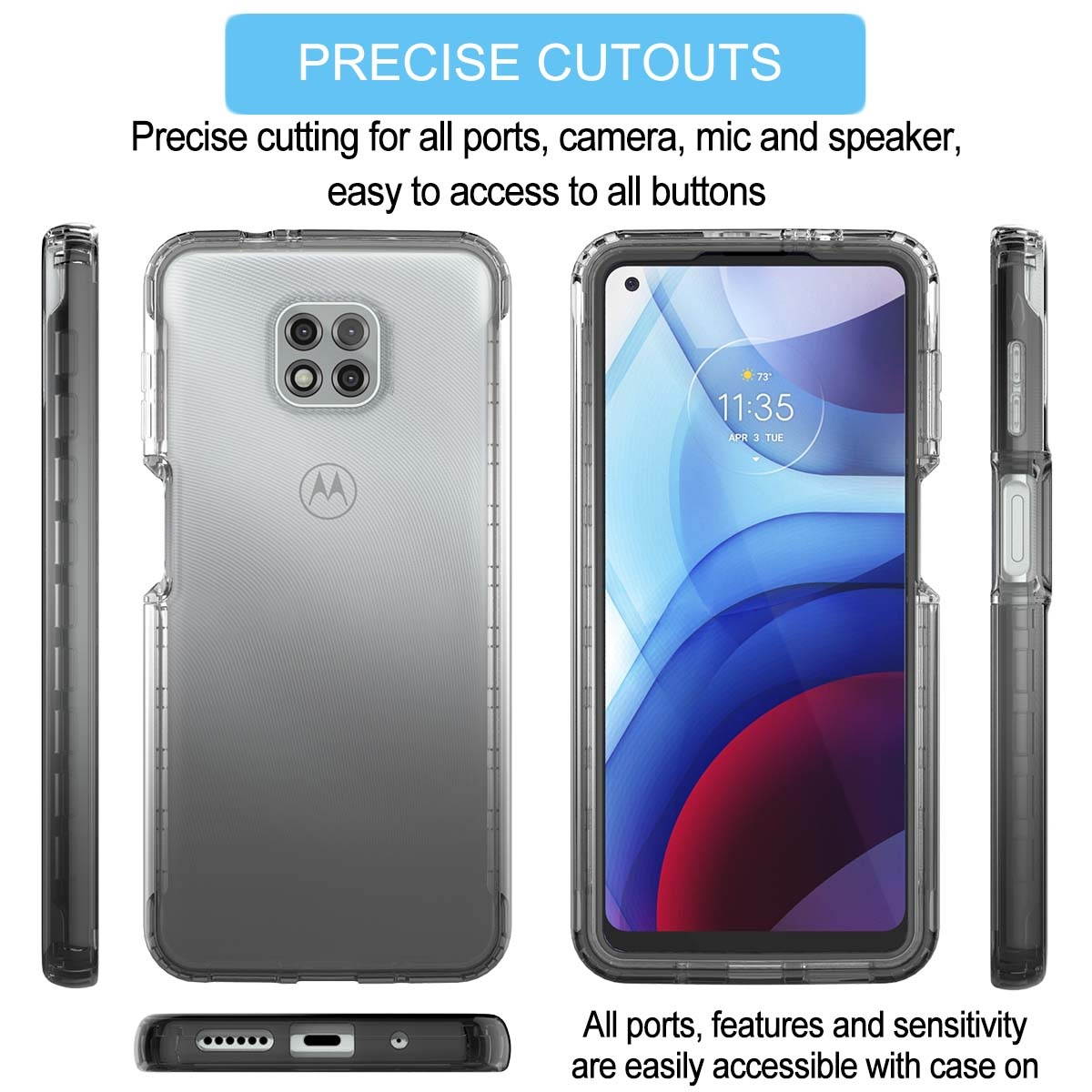 Moto G Power 2021 Case, Tekcoo Shockproof Rugged Body Protection Soft TPU Bumper Clear Case Shell Ultra-Thin Slim Flexible Rubber Anti-Scratch Protective Phone Cover For Moto G Power 2021 - Black