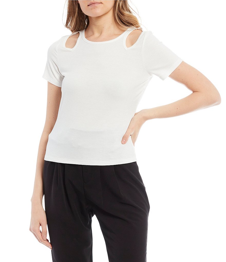 Evolutionary Short-Sleeve Cut-out Knit Top
