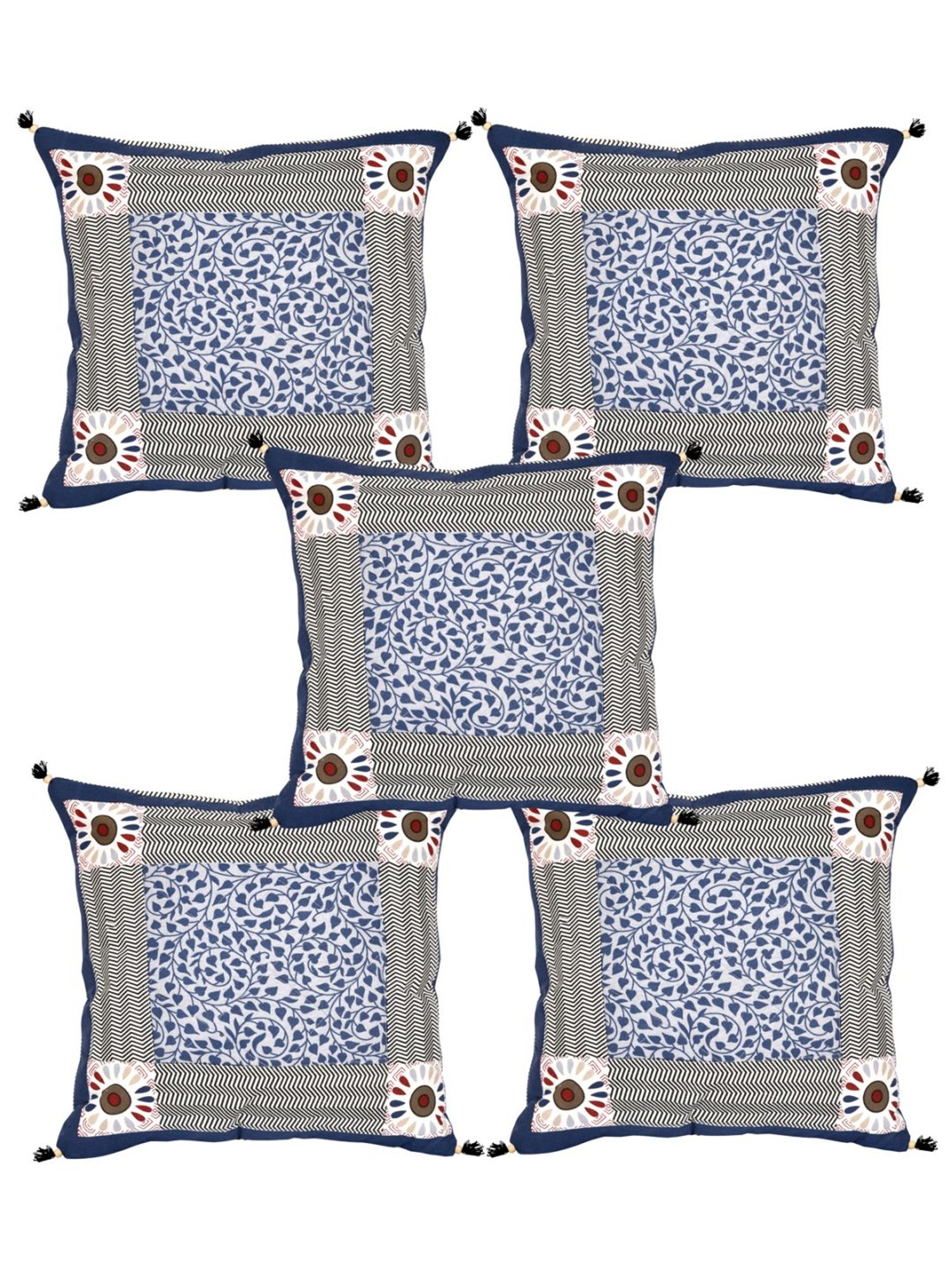 Living Roots Multicolor Cotton Cushion Covers - Set of 5