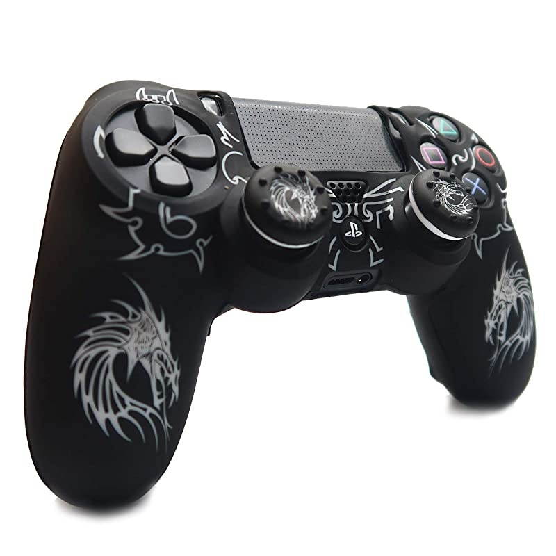 PS4 Controller Skin  AntiSlip Grip Silicone Cover Protector Case Compatible with PS4 SlimPS4 Pro WirelessWired Gamepad Controller with 2 Cat Paw Thumb Grip Caps White