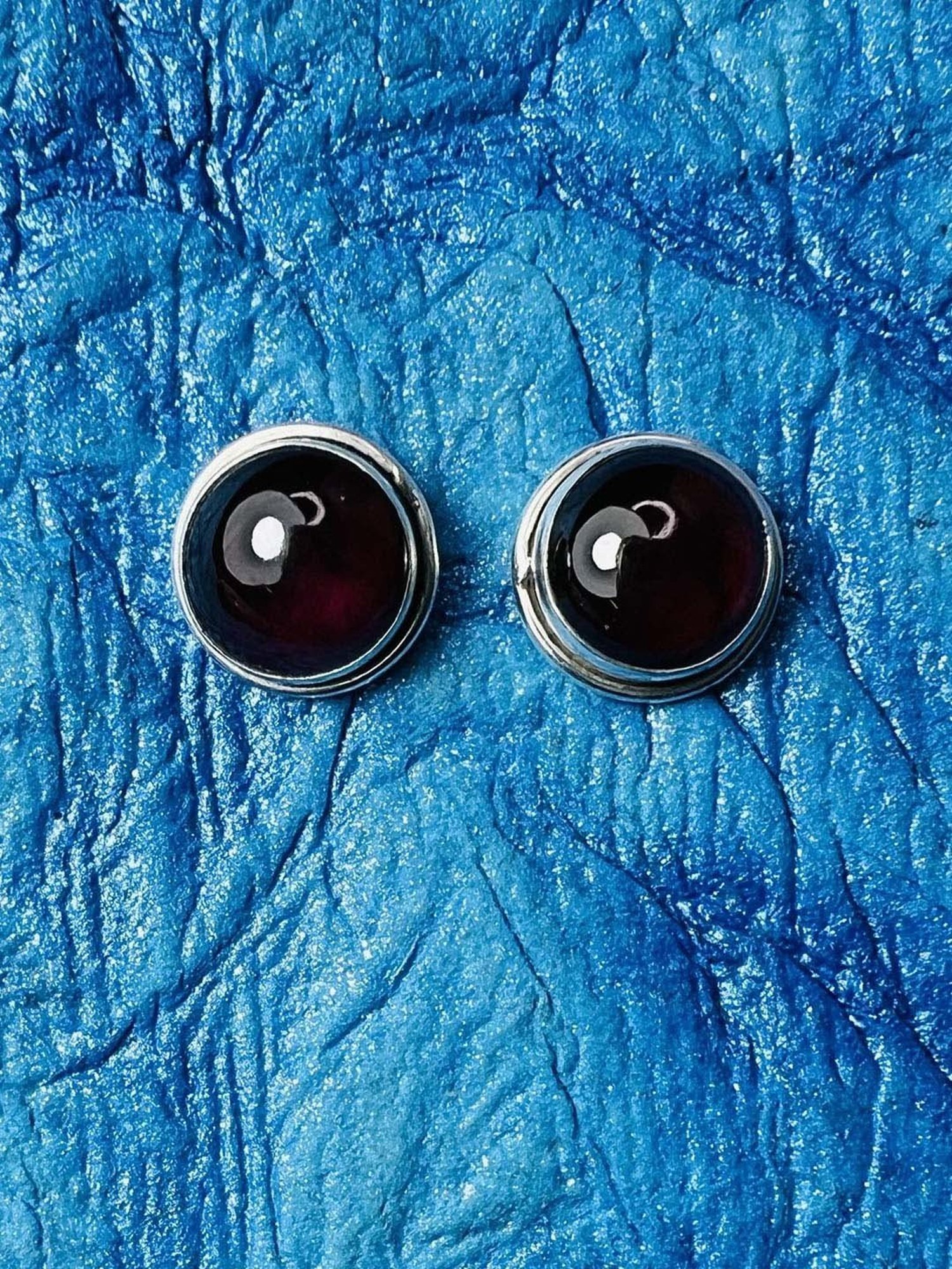 Arte Jewels 925 Sterling Silver Garnet Stone Round Stud Earrings for Women & Girls