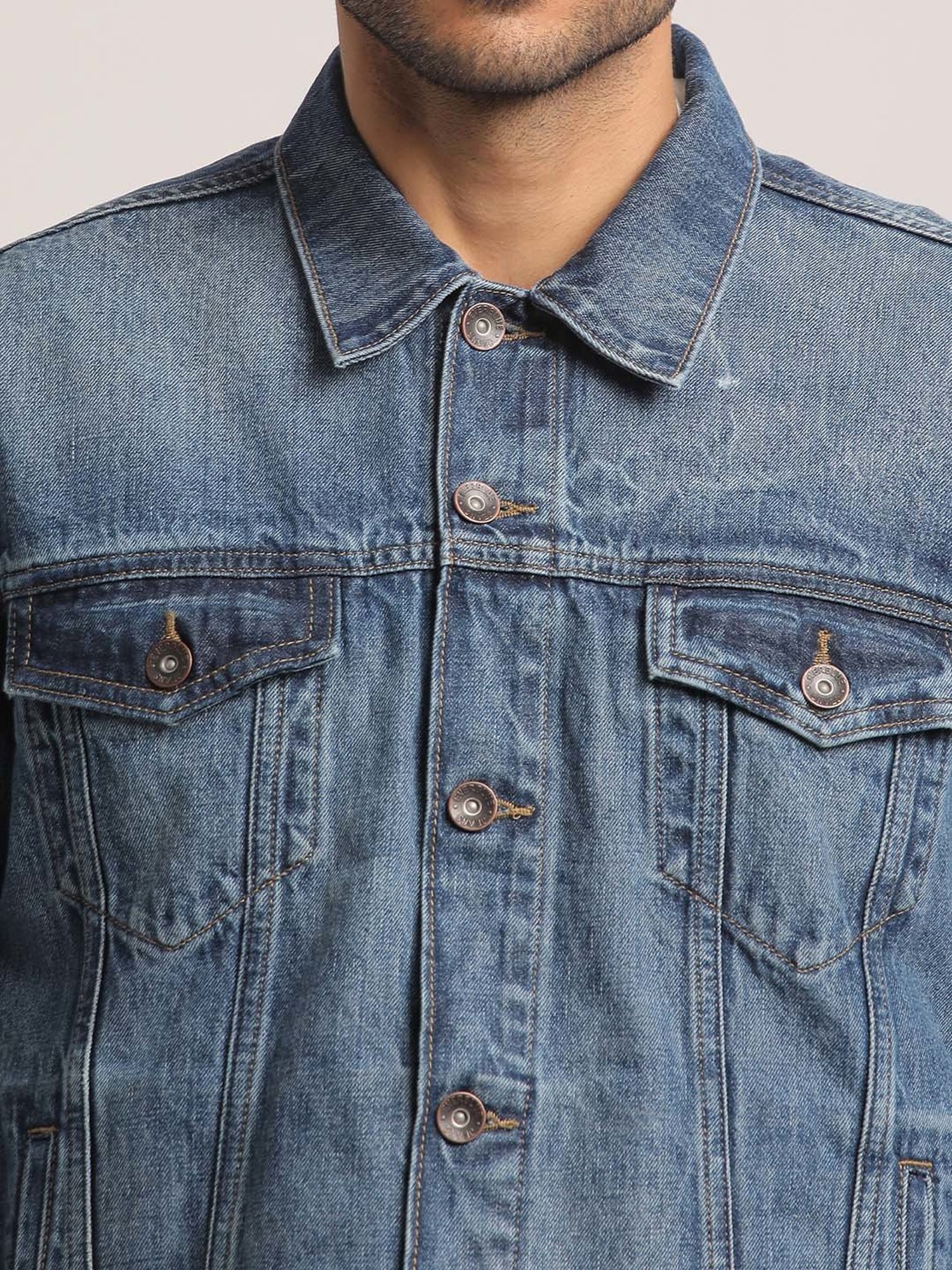 EVERBLUE Blue Regular Fit Denim Jacket