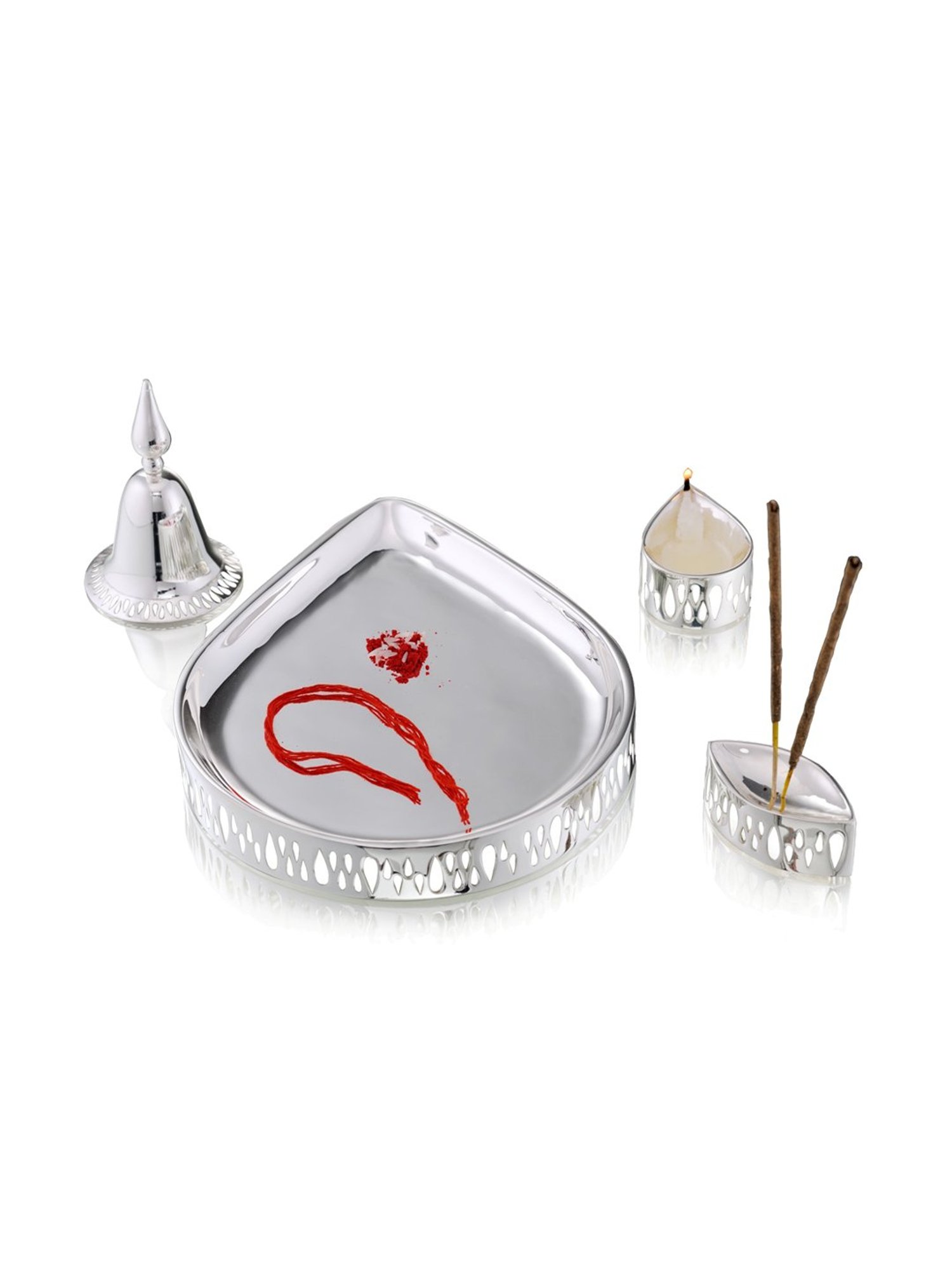 Episode Silver Plated Pooja Thali Divine Drop with Set