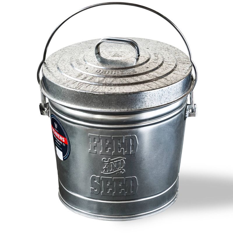 Behrens 6gal Embossed "Feed & Seed" Galvanized Steel Locking Lid Storage Can Silver