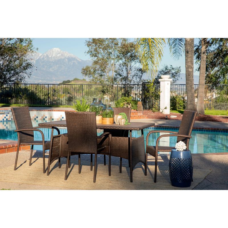 Ariana 5pc Outdoor Wicker Dining Set - Brown - Coaster