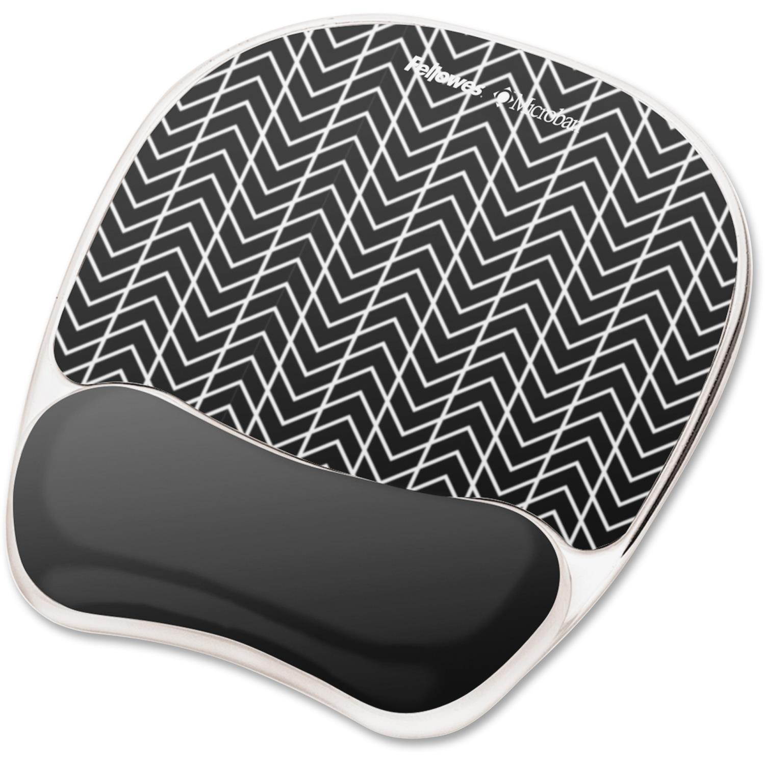 Fellowes Photo Gel Wrist Rest with Microban 7 7/8 x 9 1/4 x 7/8 Black/White