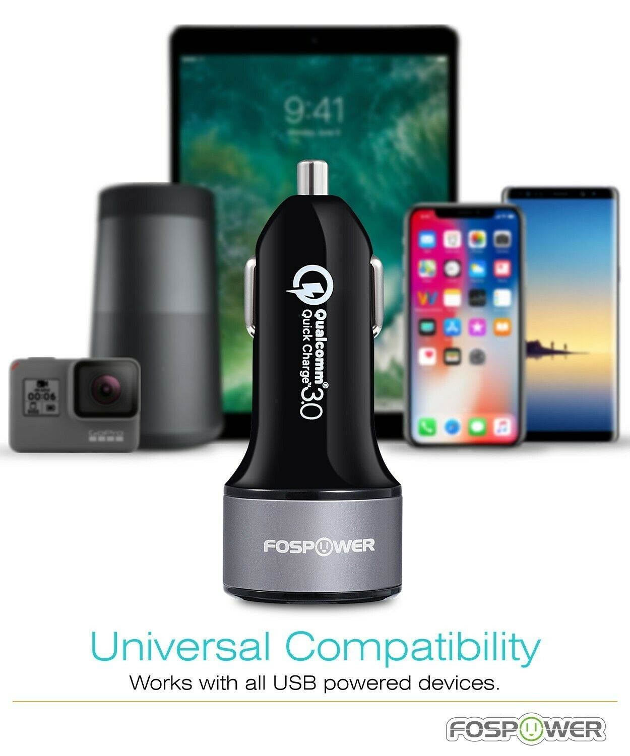 Dual Port USB Fast Car Charger 36W Qualcomm Quick Charge QC 3.0 iPhone