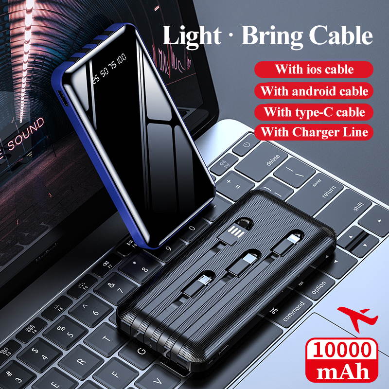 20000mAh Power Bank With 4 Self-Contained Cables for Fast Charging of Mobile Phone - Powerbank
