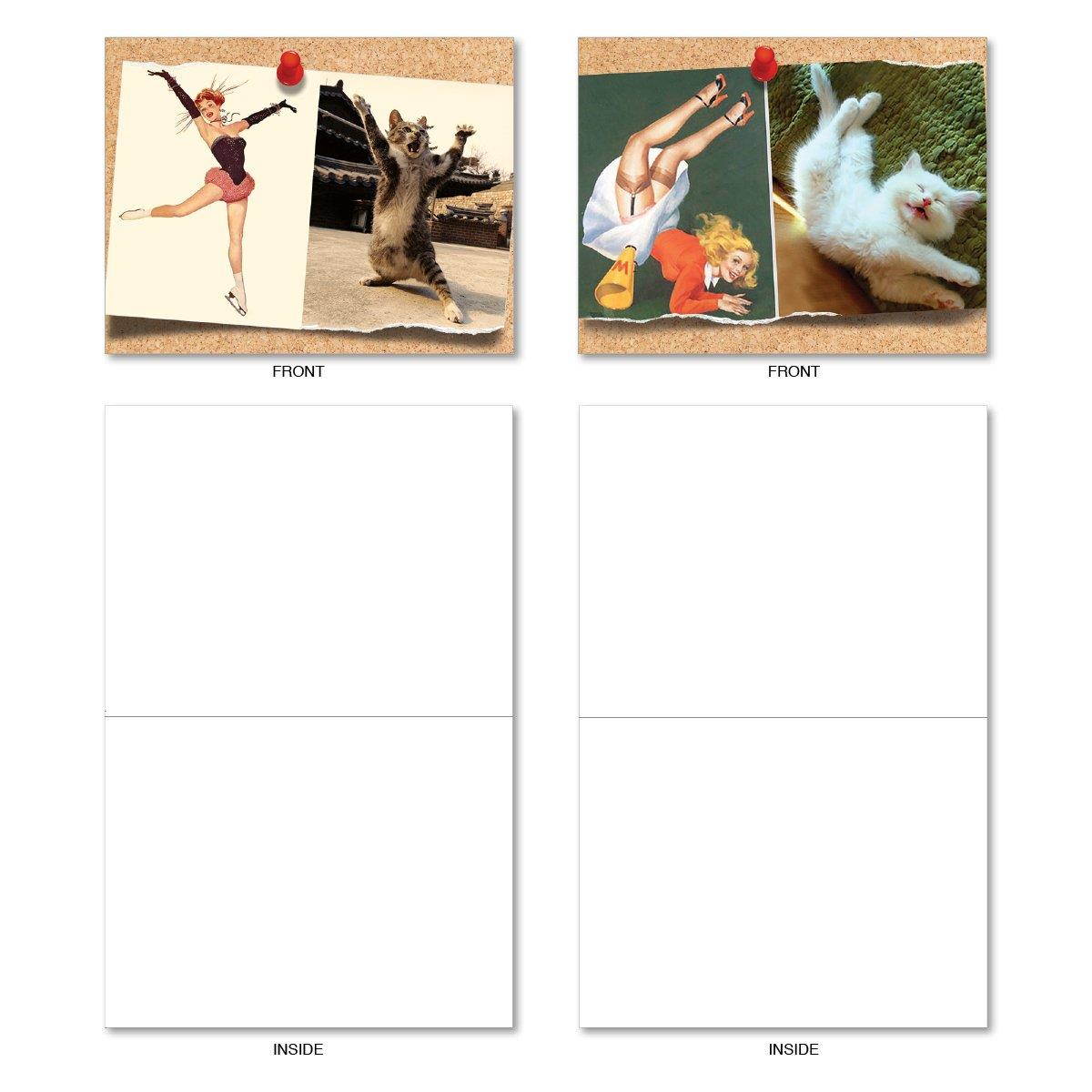 10 Hilarious Note Cards for All Occasions - Assorted &lsquo;Cats and Chicks&rsquo; Blank Greeting Cards with Envelopes - Stationery for Weddings, Birthdays, Holidays & Gratitude - NobleWorks #M6484OCB