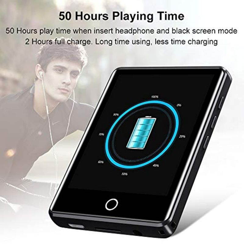 MP3 Player with Bluetooth 5.0, 2.8" Full Touchscreen 16GB Mp3 Player, HiFi Lossless Sound Music Player with Headphones, Built-in Speaker, FM Radio, Voice Recorder, E-Book, Expandable up to 128GB
