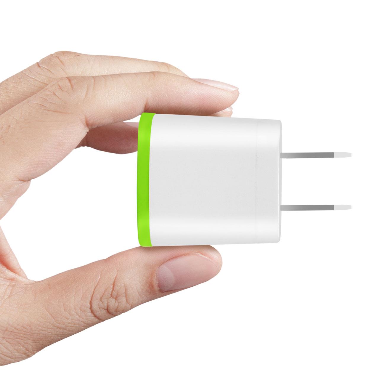 REIKO 1 AMP DUAL COLOR PORTABLE USB TRAVEL ADAPTER CHARGER IN GREEN WHITE