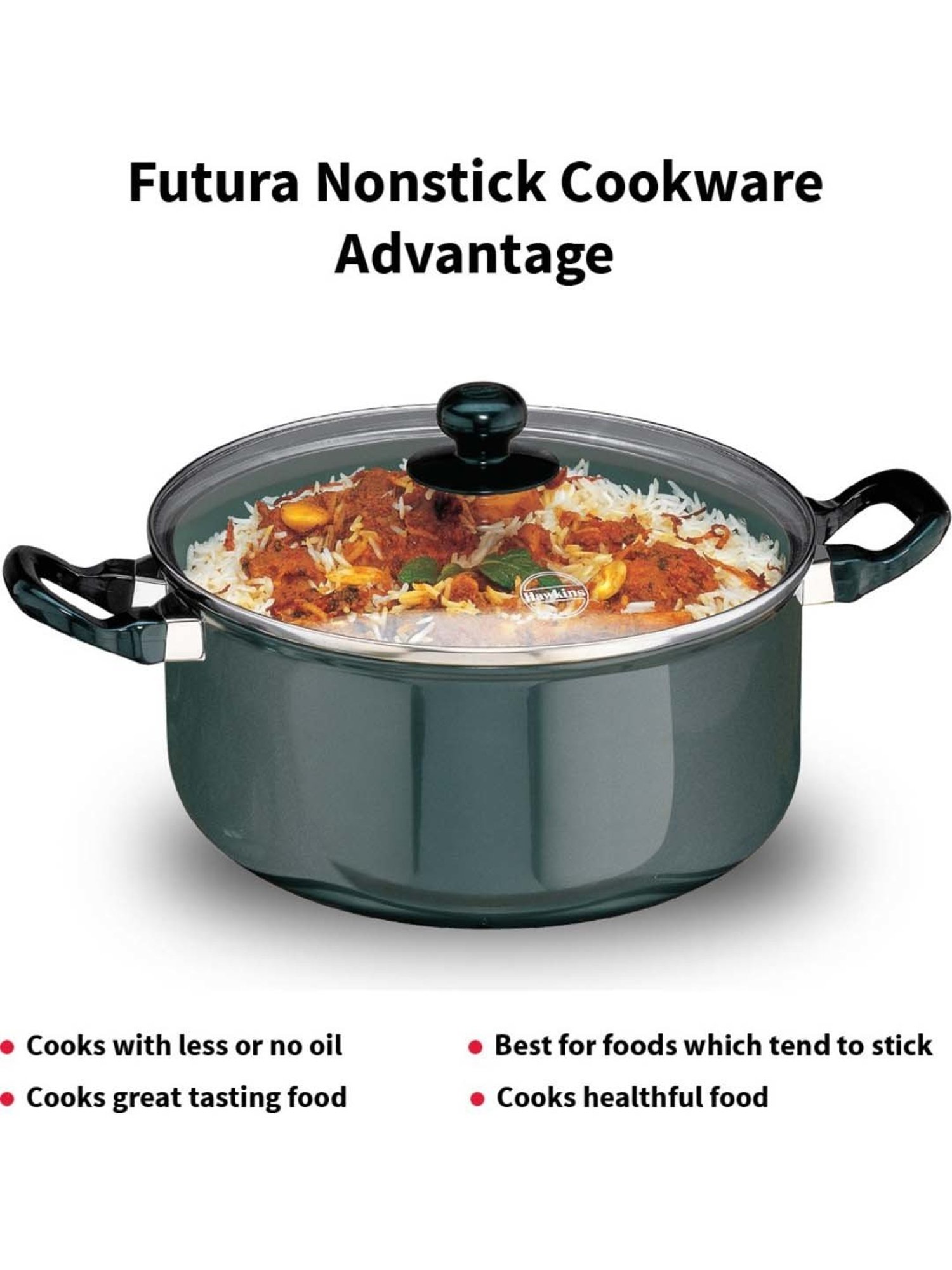 Hawkins Black & Transparent Hard Anodised 26.1 cm Non-Stick Stew Pot (5 L) - Set of 1