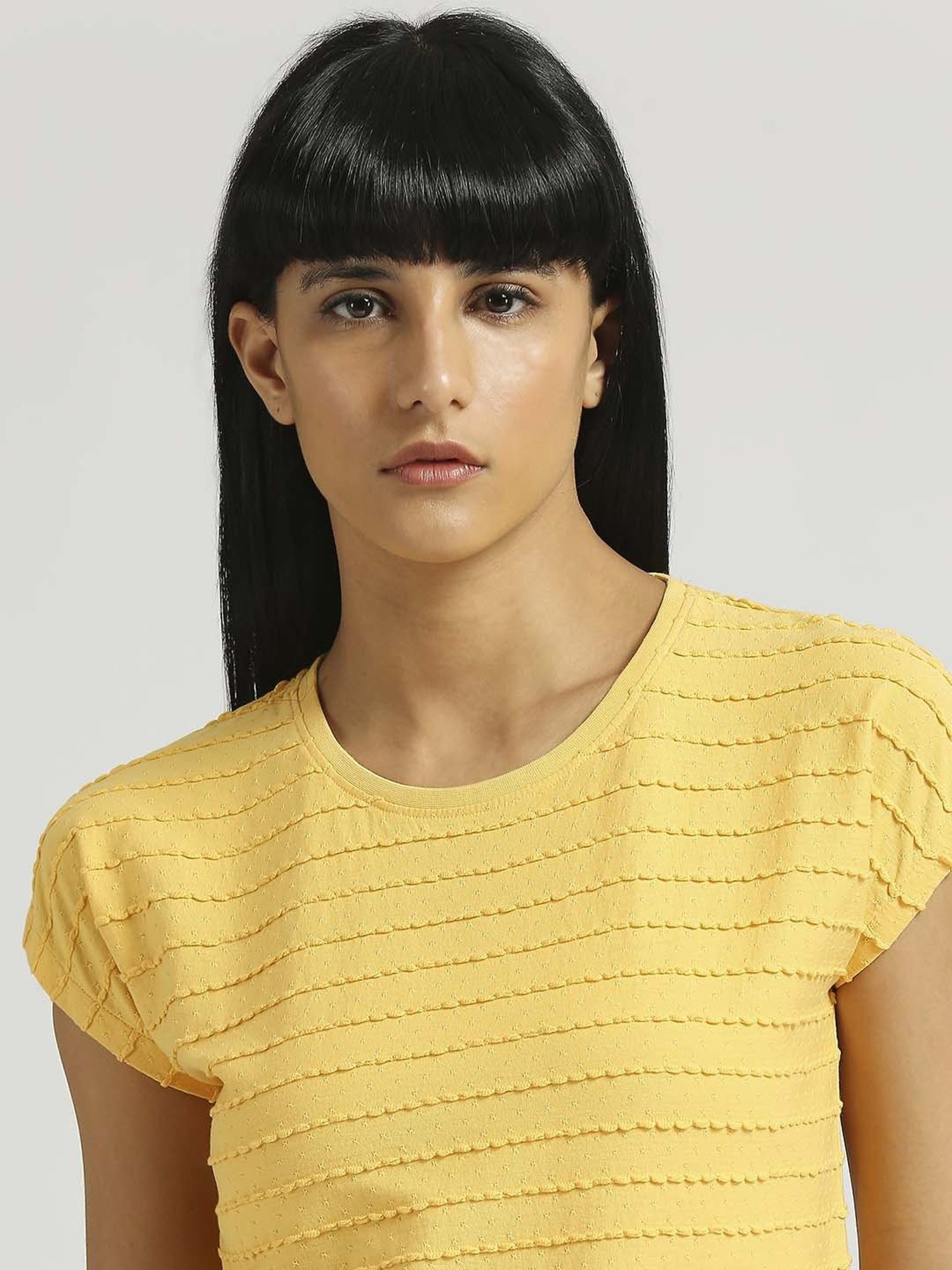 Pepe Jeans Yellow Cotton Striped Top