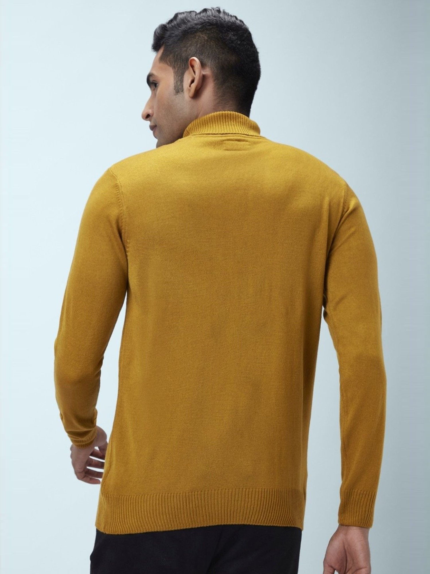 Byford By Pantaloons Mustard Yellow Regular Fit Sweaters
