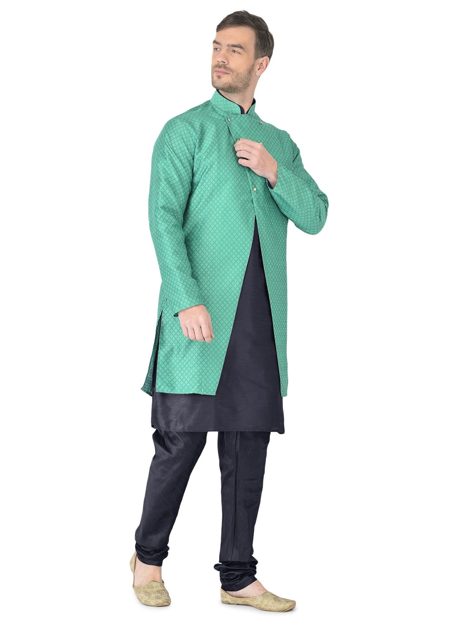 SG RAJASAHAB Multi Regular Fit Self Pattern Kurta Set