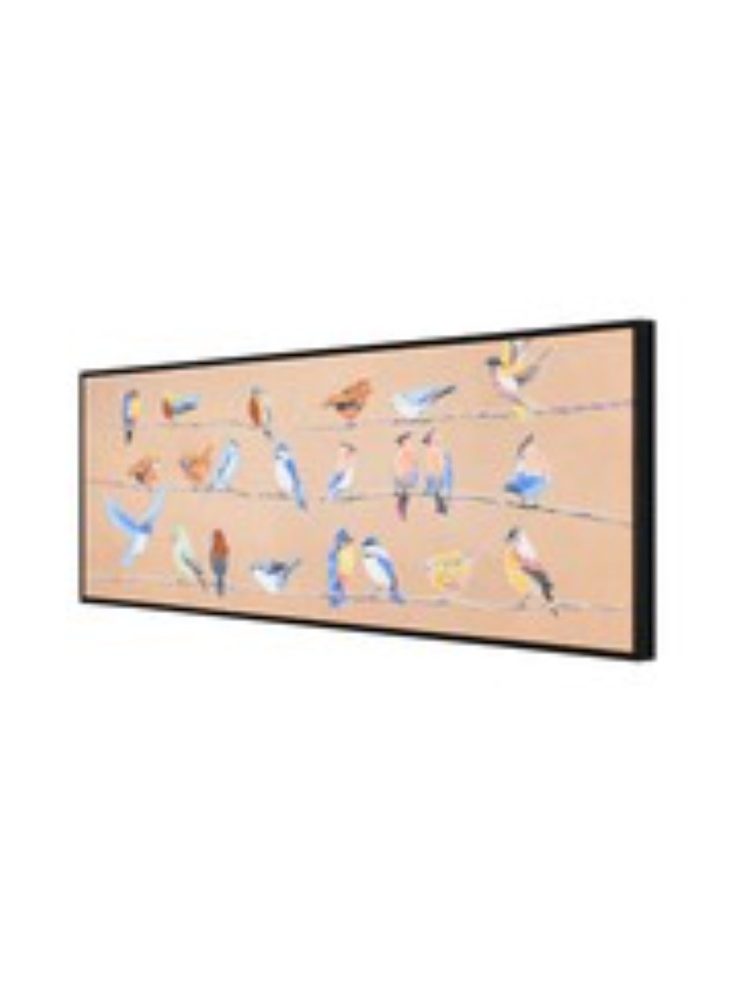 @home Mustard Wood Birds Chatter Canvas Wall Painting