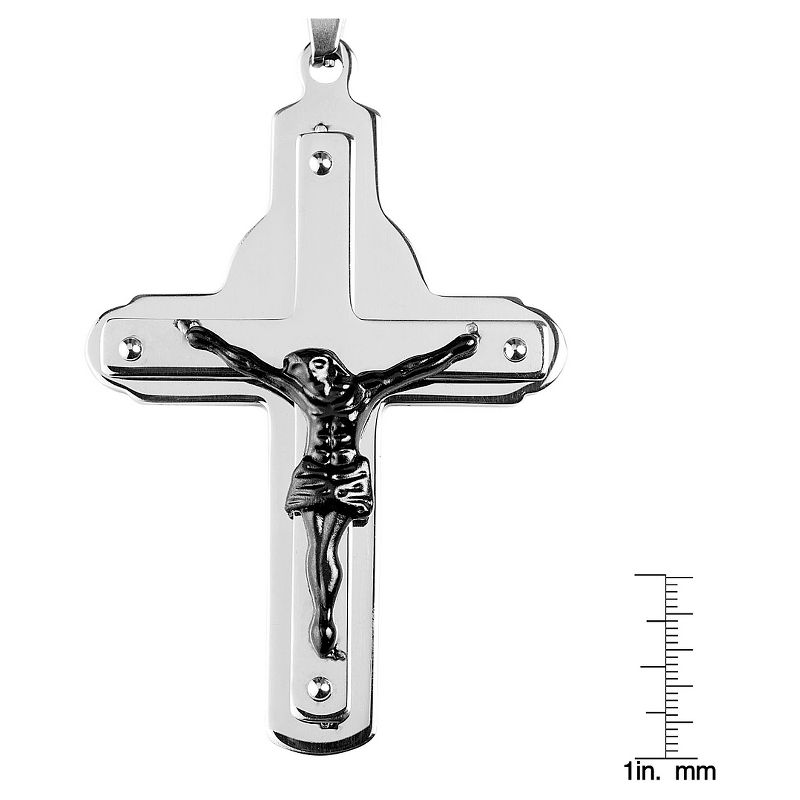 Men's West Coast Jewelry Stainless Steel Two-Tone Layer Crucifix Cross Pendant