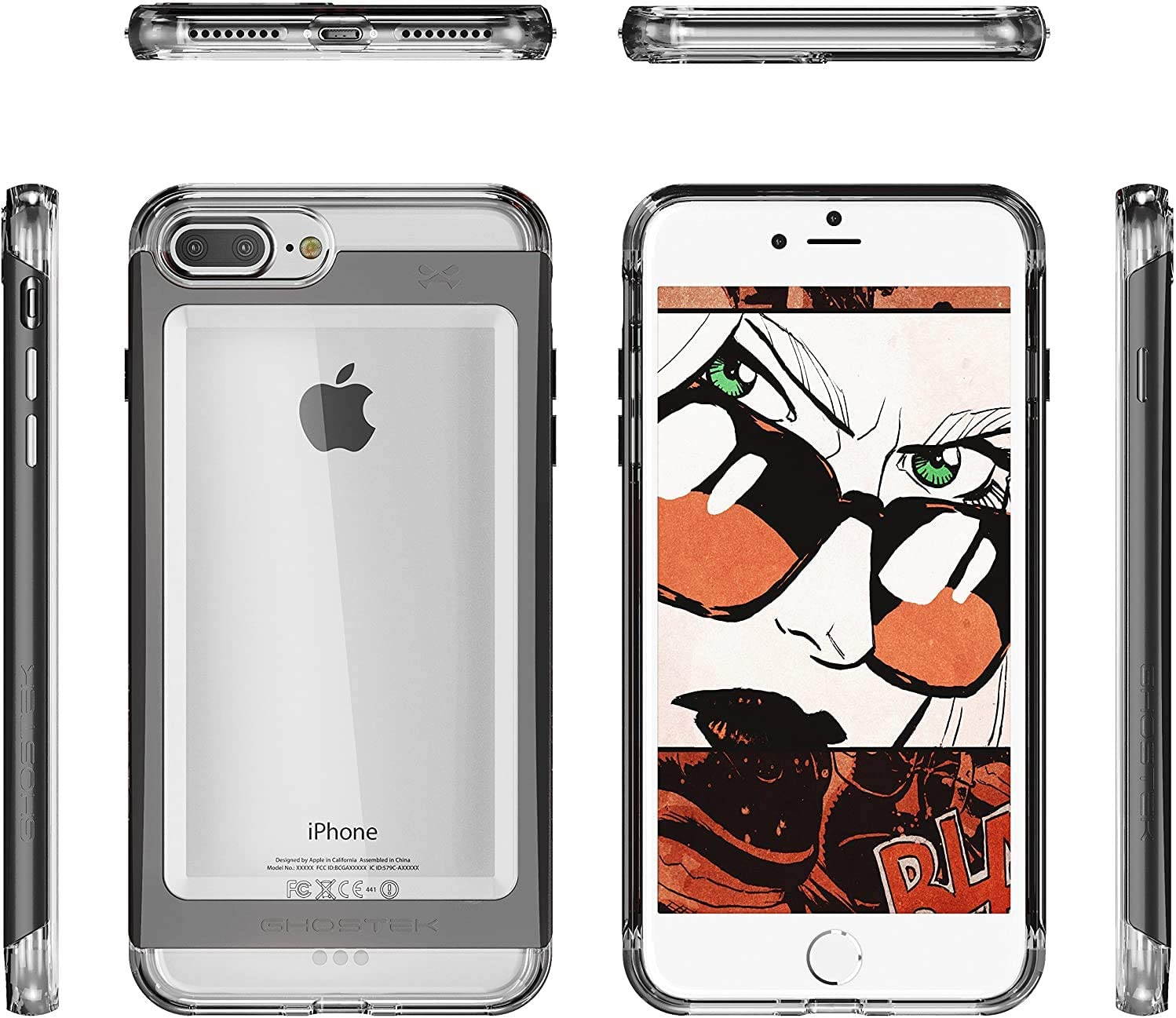 Ghostek Cloak Clear iPhone 7 Plus, iPhone 8 Plus Case with Slim Metal Bumper Design Shockproof Heavy Duty Protection Wireless Charging 2017 iPhone 8 Plus, 2016 iPhone 7 Plus (5.5 Inch) - (Gold)