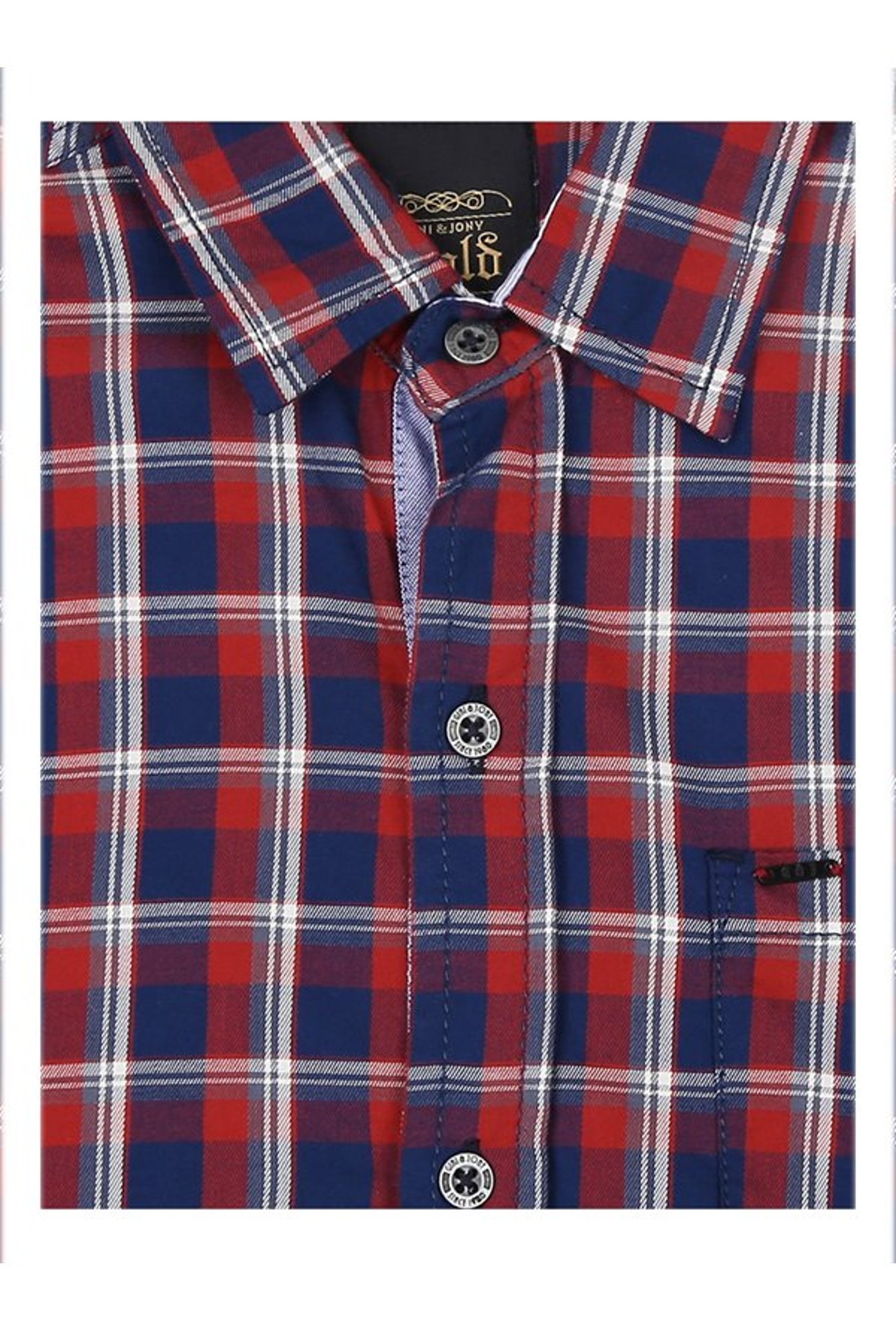 Gini & Jony Boys Red & Navy Checks Shirt