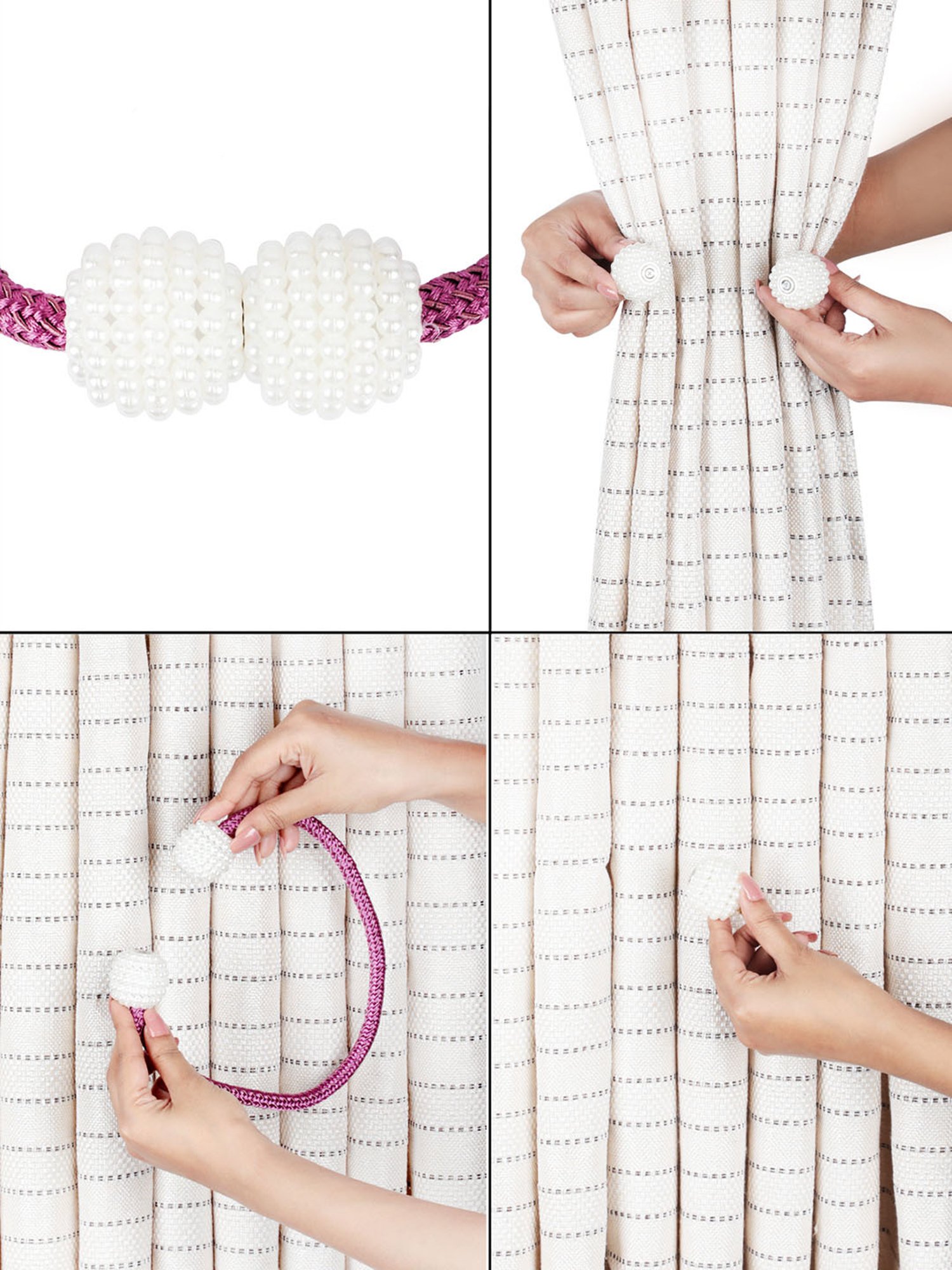 Romee Purple Polyester Solid Curtain Tie and Hold Backs