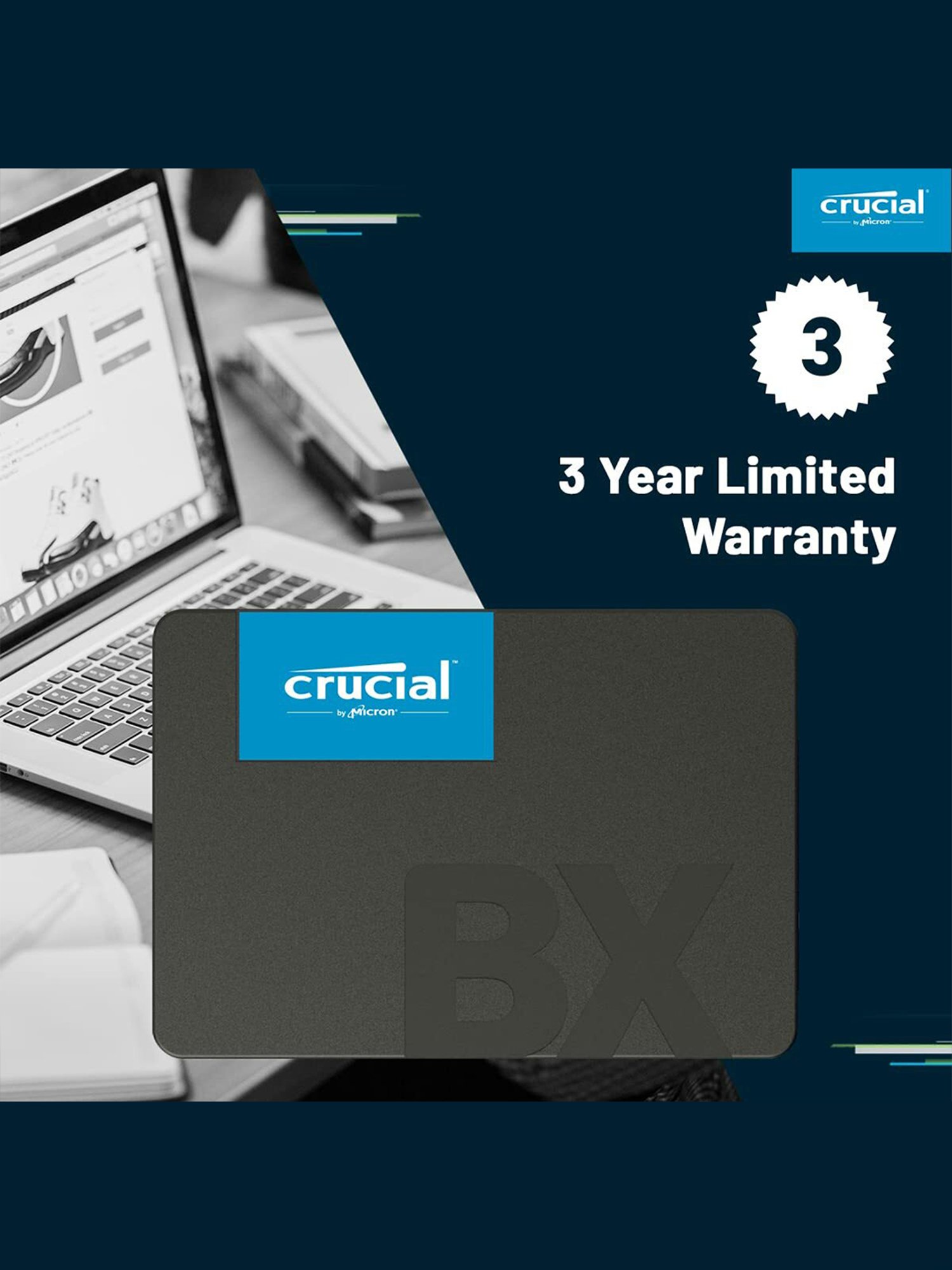 Crucial BX500 CT240BX500SSD1 240GB SATA 2.5 inch Internal Solid State Drive (Black)