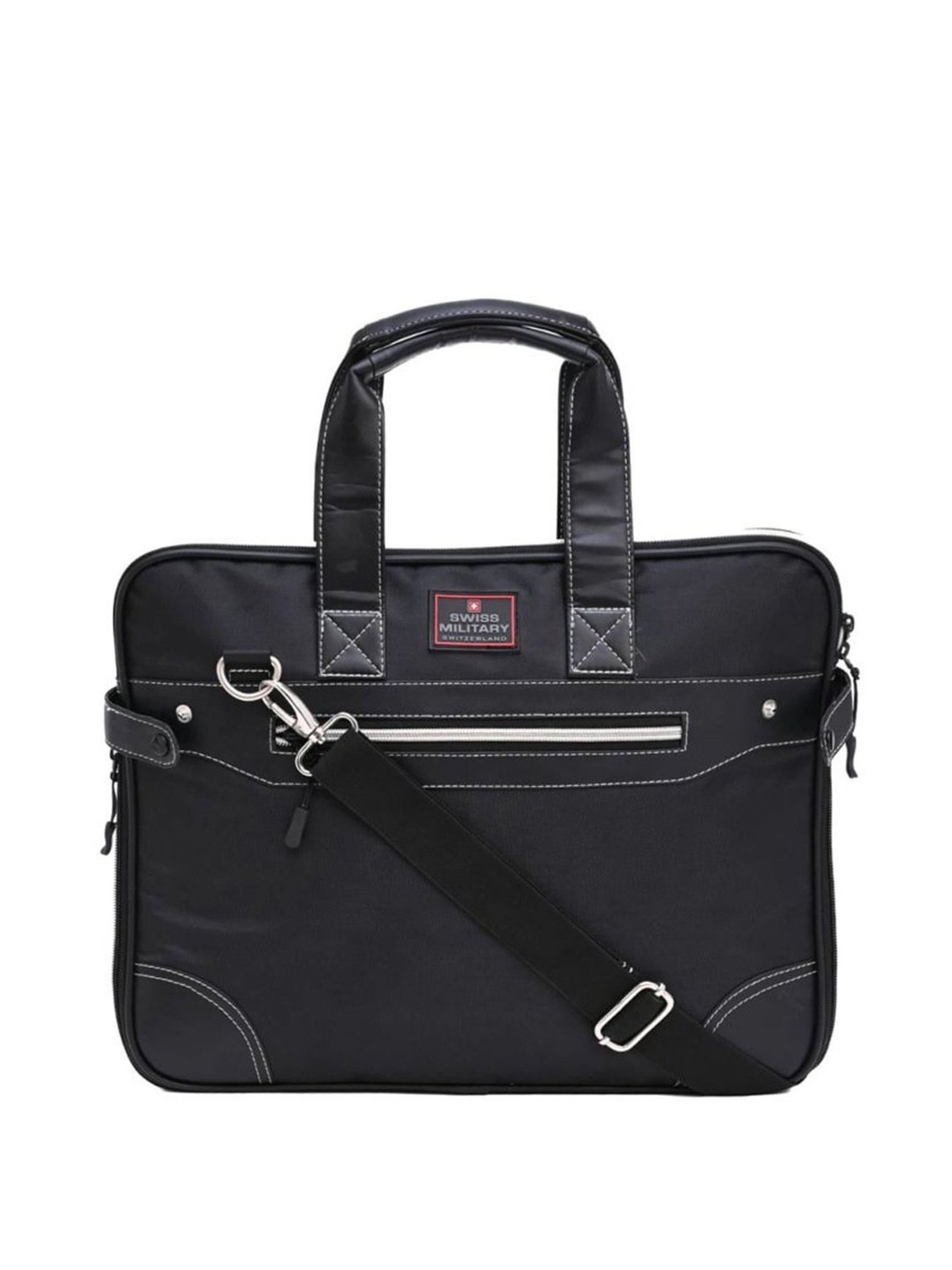Swiss Military Black Solid Small Laptop Messenger Bag