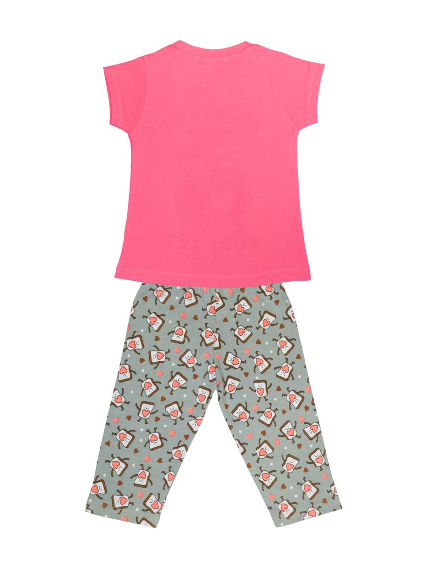 Todd N Teen Kids Pink Cotton Printed T-Shirt & Capris