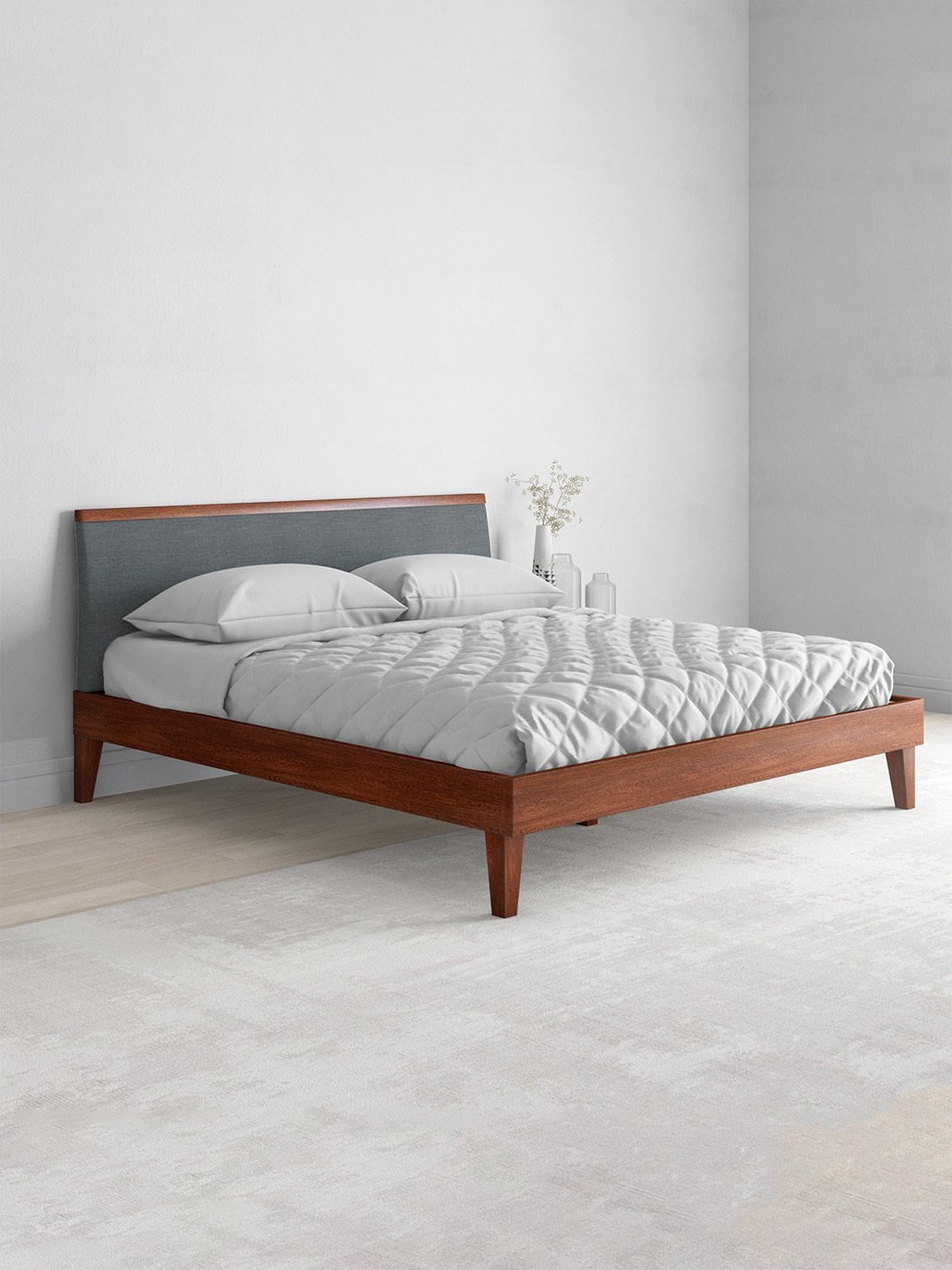 Pure Garren Solid Wood King Size Bed in Brown Finish